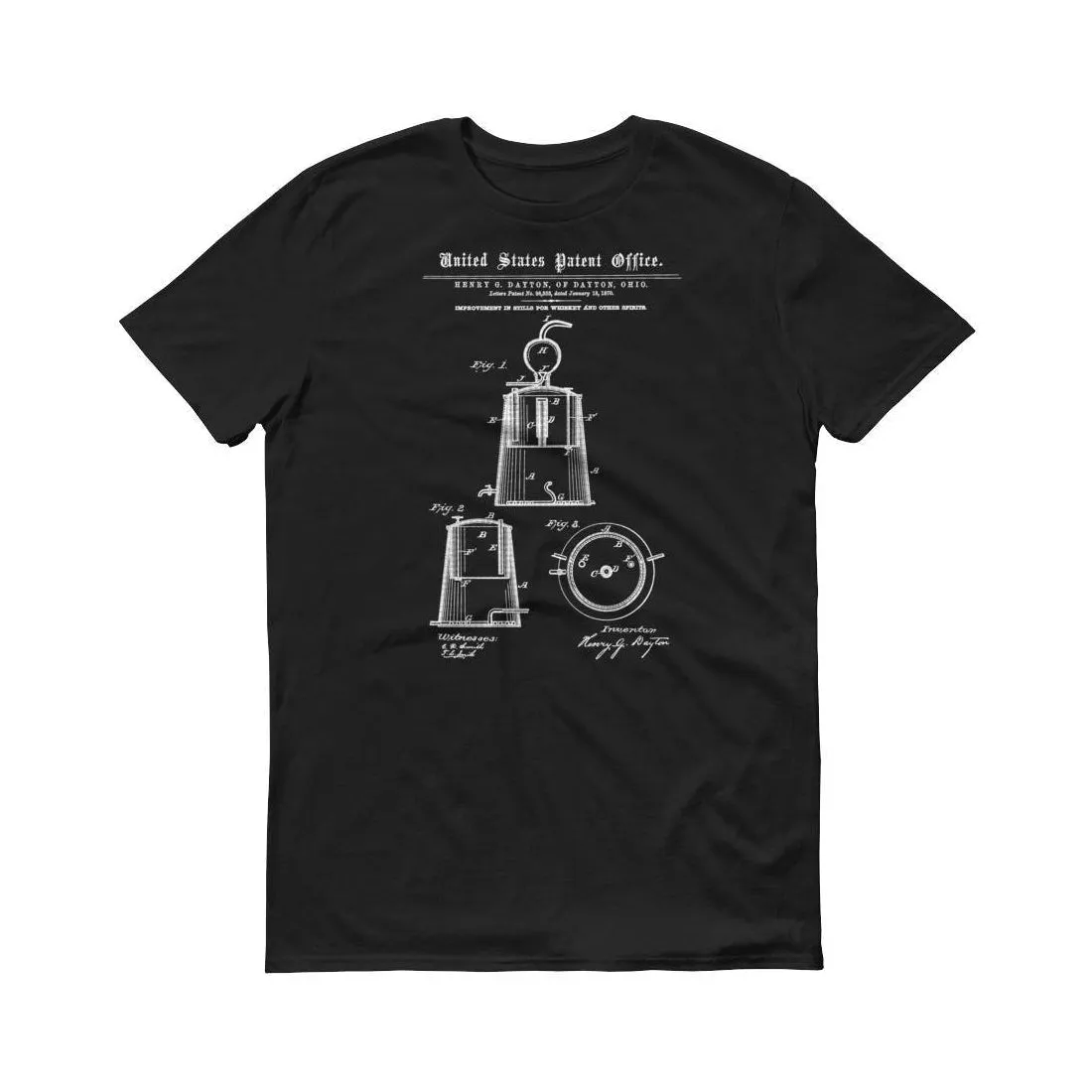 1870 Whiskey Still Patent T-Shirt - Patent t-shirt, Old Patent T-Shirt, Whisky T-Shirt, Old Still T-Shirt, Whiskey Making, Moonshine T-Shirt