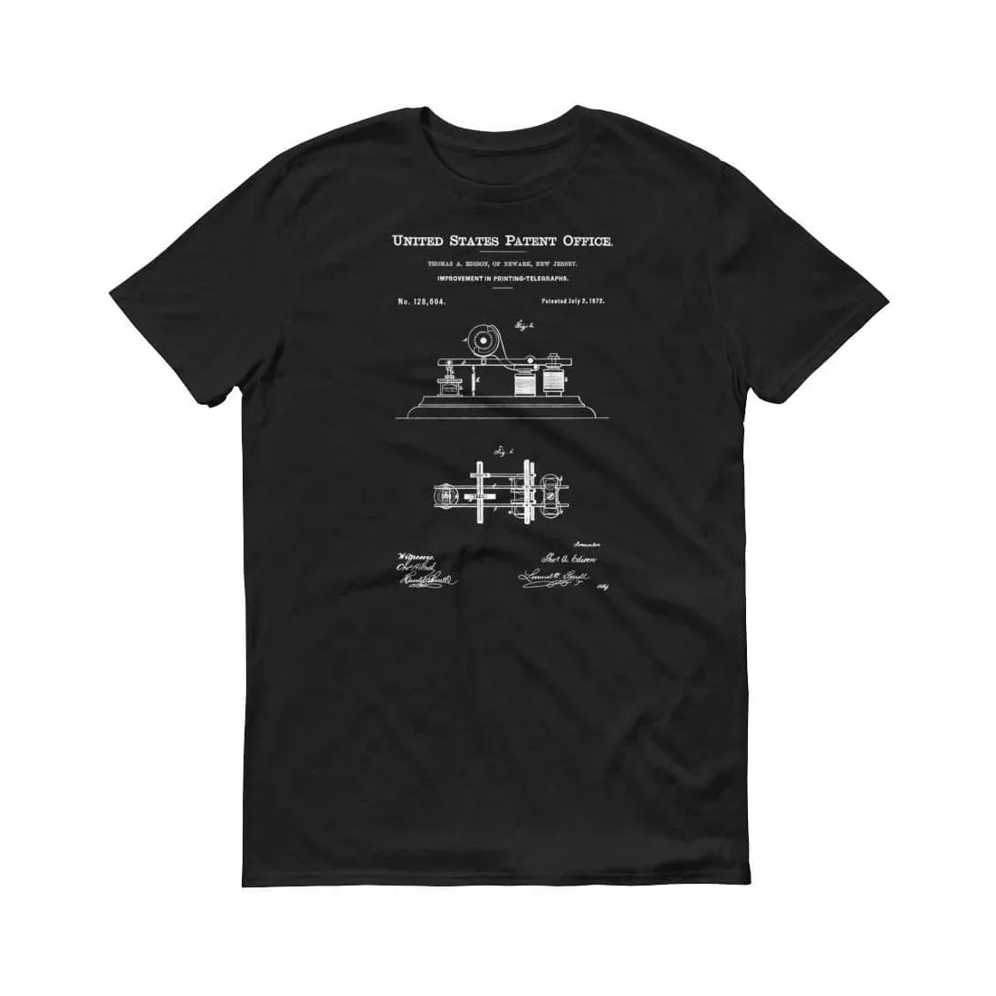 1872 Edison Telegraph Patent T-Shirt - Edison Patent, Telegraph T-shirt, Edison T-Shirt, Thomas A. Edison, Edison Patent T-Shirt