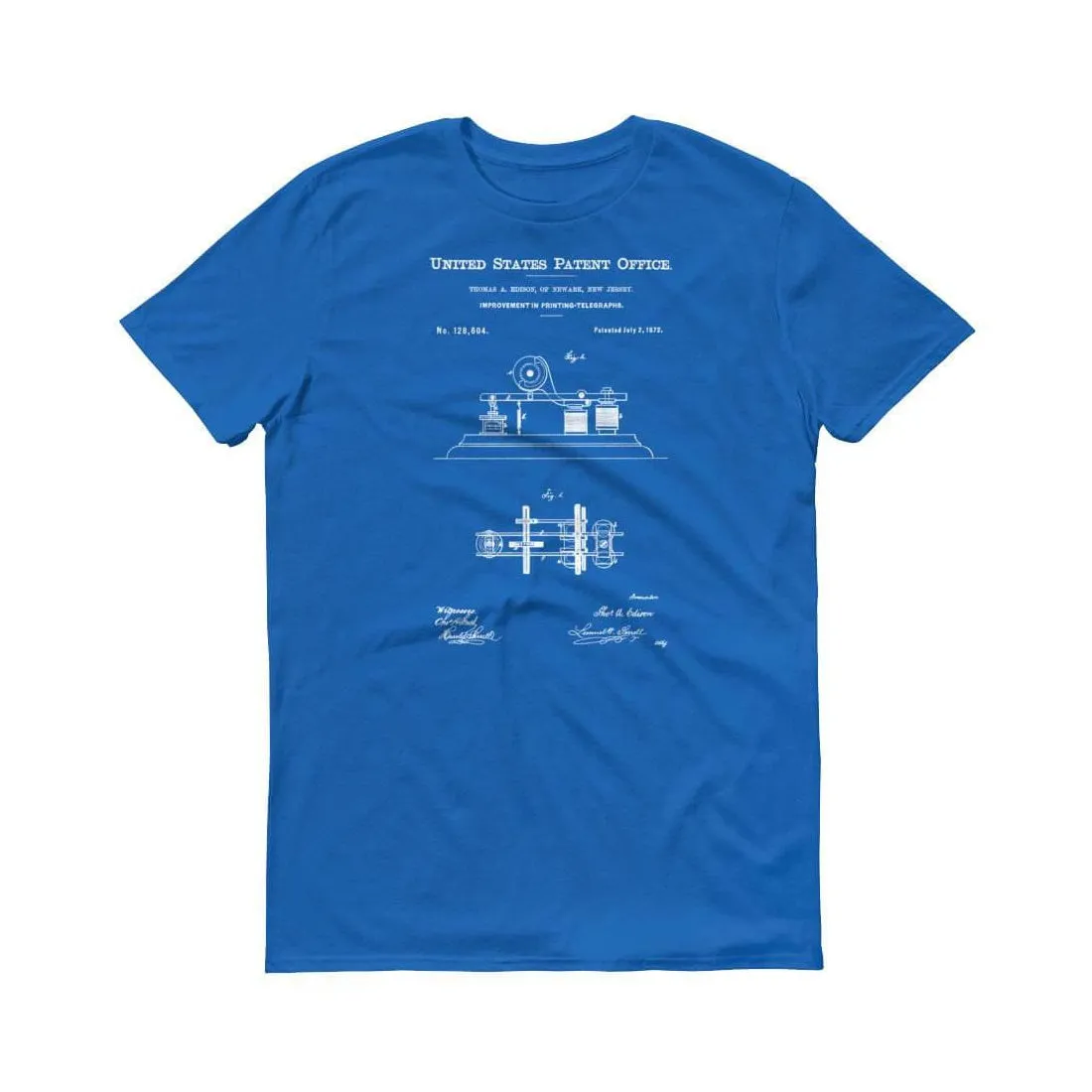 1872 Edison Telegraph Patent T-Shirt - Edison Patent, Telegraph T-shirt, Edison T-Shirt, Thomas A. Edison, Edison Patent T-Shirt