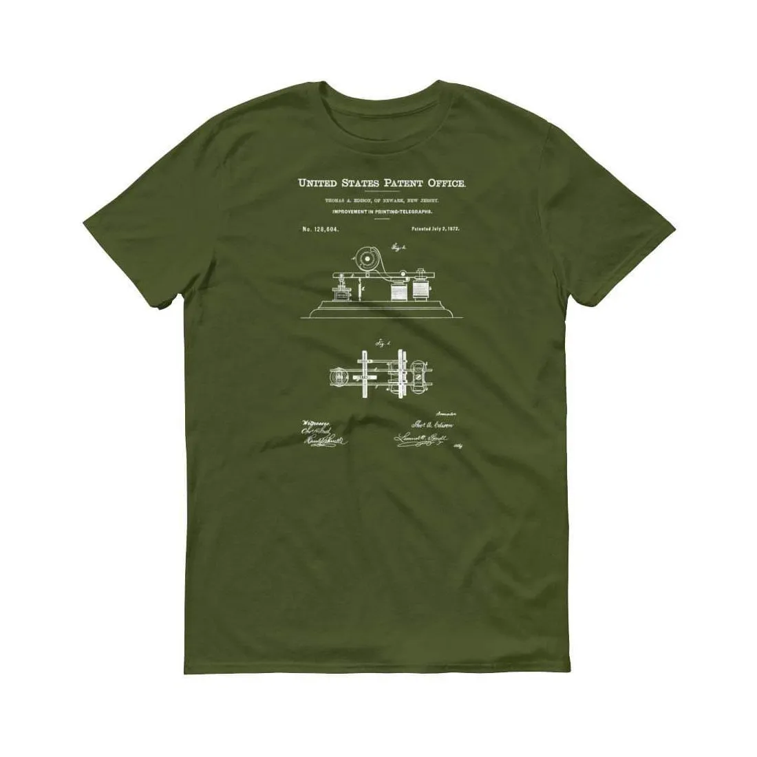 1872 Edison Telegraph Patent T-Shirt - Edison Patent, Telegraph T-shirt, Edison T-Shirt, Thomas A. Edison, Edison Patent T-Shirt