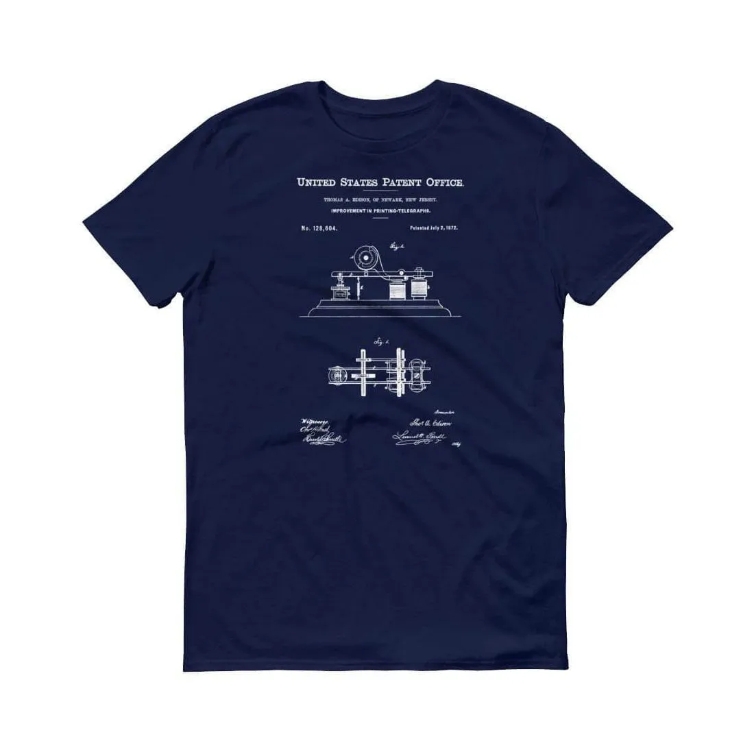 1872 Edison Telegraph Patent T-Shirt - Edison Patent, Telegraph T-shirt, Edison T-Shirt, Thomas A. Edison, Edison Patent T-Shirt