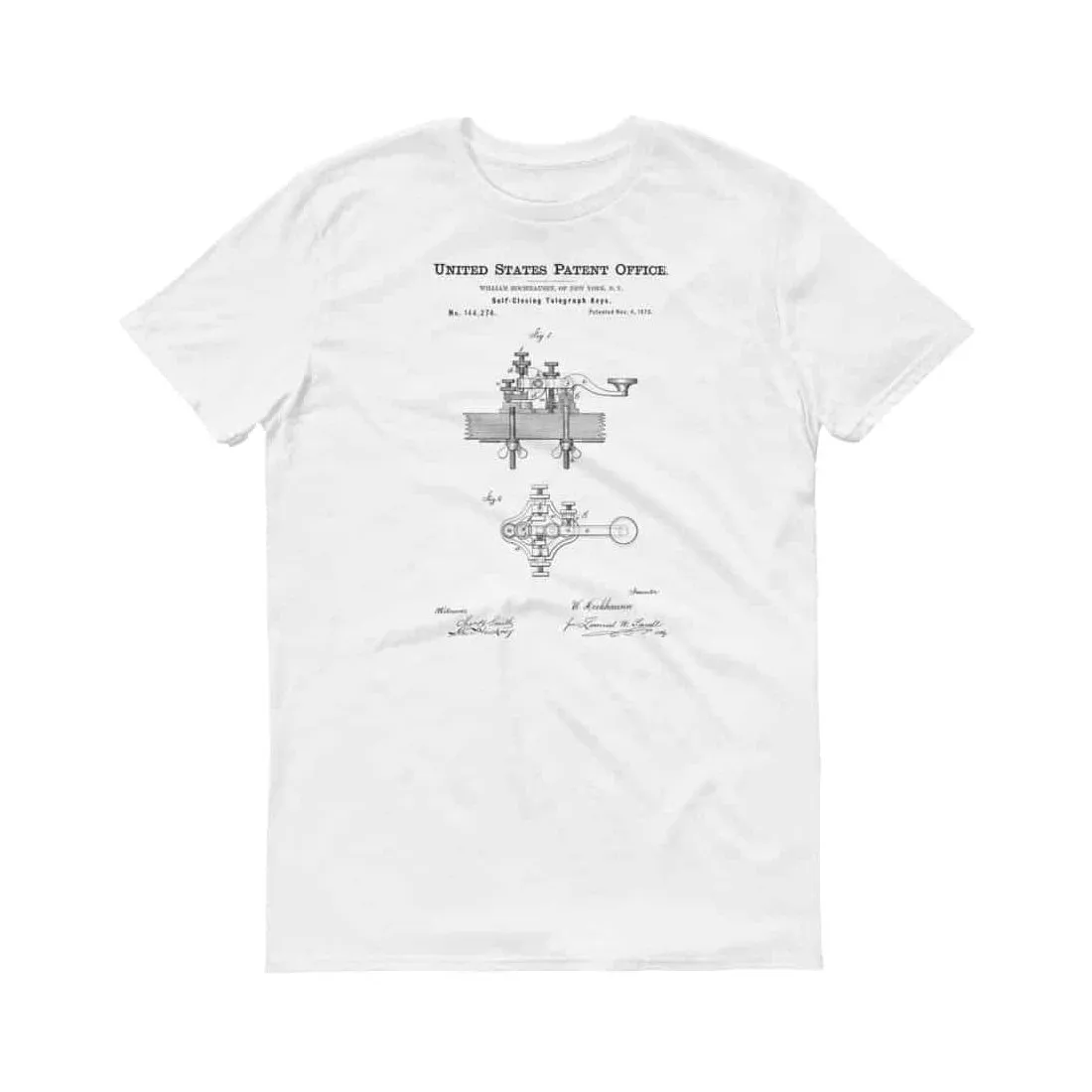 1873 Telegraph Keys Patent T-Shirt - Telegraph Patent, Telegraph T-shirt, Telegraph Keys T-Shirt, Patent Shirt, Telegraph Blueprint Shirt