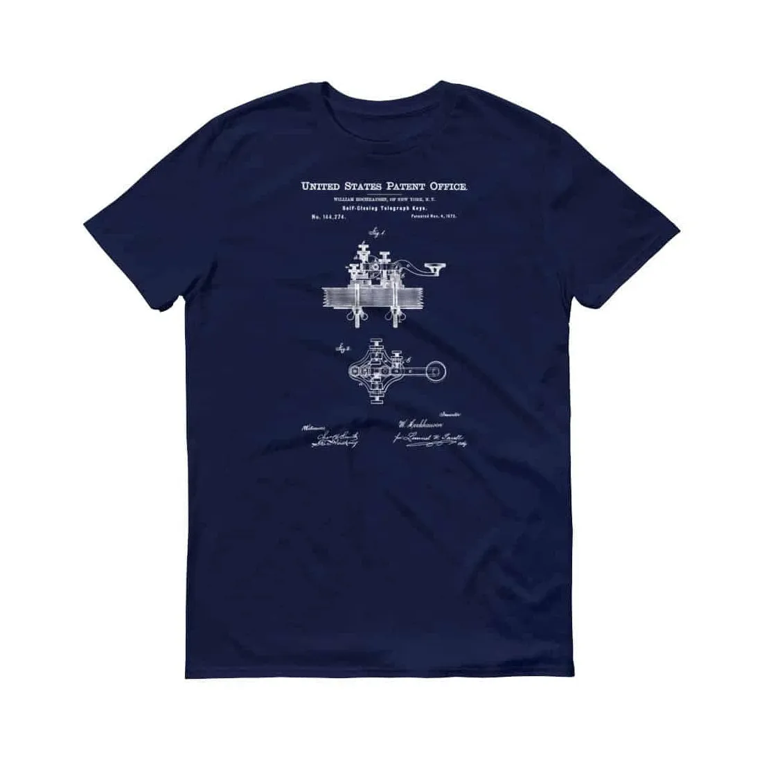 1873 Telegraph Keys Patent T-Shirt - Telegraph Patent, Telegraph T-shirt, Telegraph Keys T-Shirt, Patent Shirt, Telegraph Blueprint Shirt