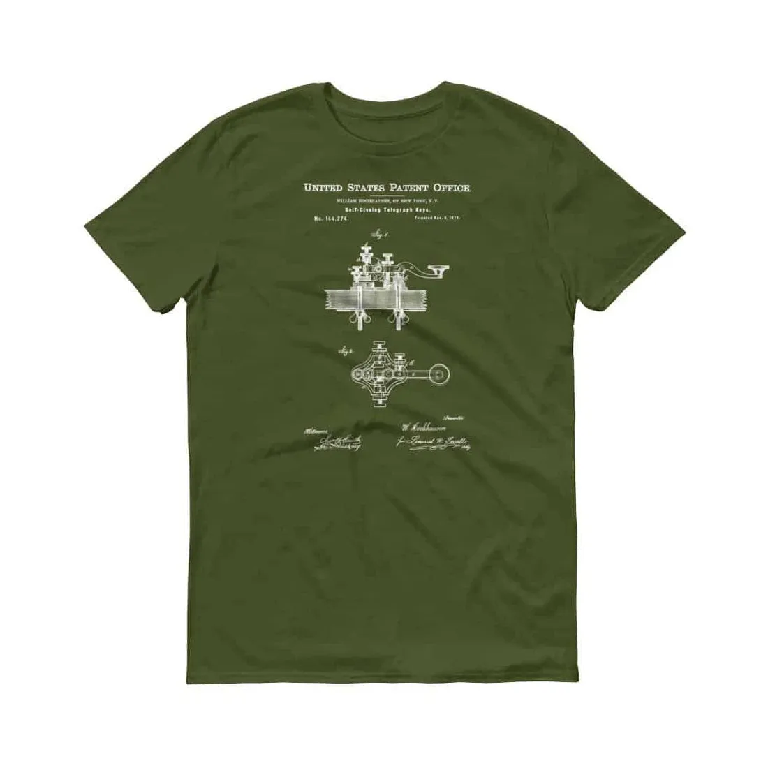 1873 Telegraph Keys Patent T-Shirt - Telegraph Patent, Telegraph T-shirt, Telegraph Keys T-Shirt, Patent Shirt, Telegraph Blueprint Shirt