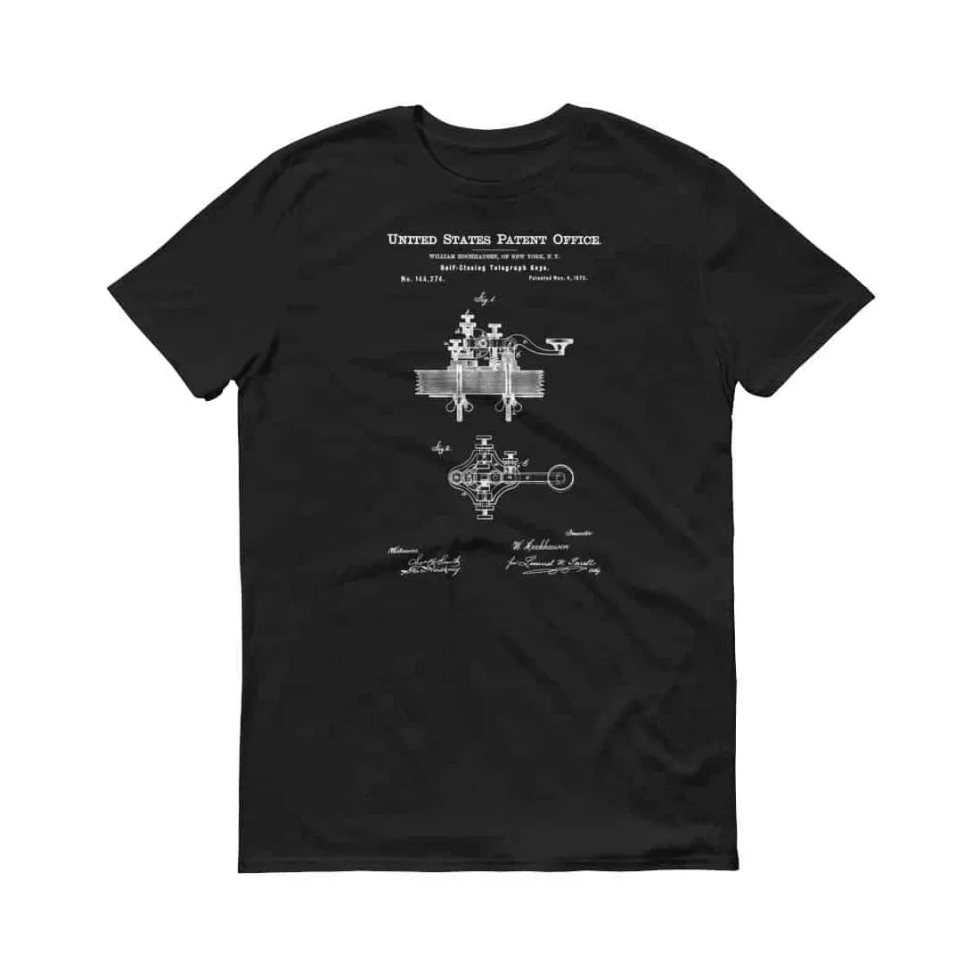 1873 Telegraph Keys Patent T-Shirt - Telegraph Patent, Telegraph T-shirt, Telegraph Keys T-Shirt, Patent Shirt, Telegraph Blueprint Shirt