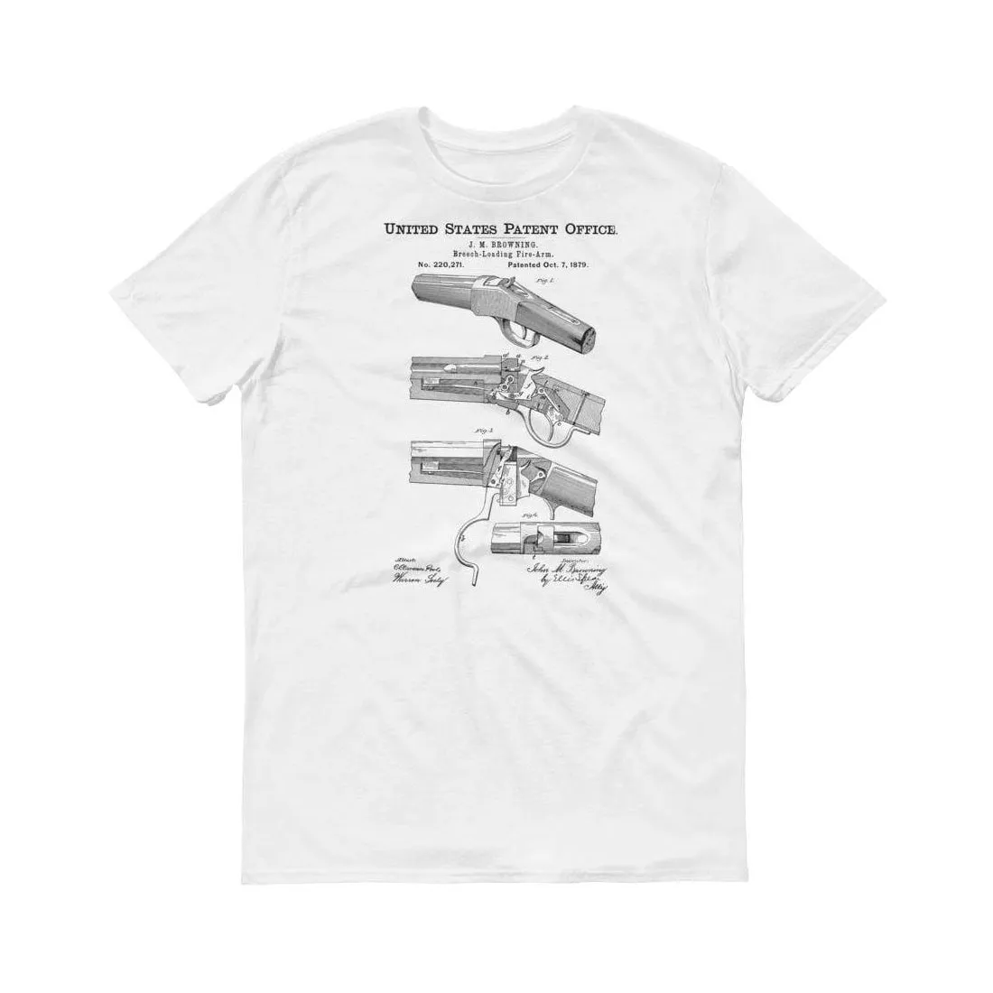 1879 Winchester Single-Shot Rifle Patent T-Shirt - Old Patent T-shirt, Firearm Art, Shotgun Patent, Firearm Shirt, Vintage Firearm