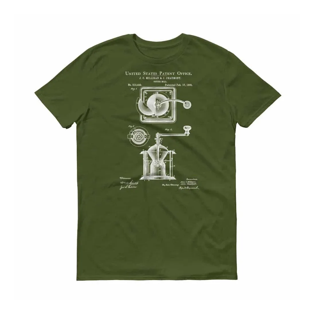 1885 Coffee Grinder Patent T-Shirt - Coffee Lover Gift, Old Patent T-shirt, Coffee Grinder T-Shirt, Coffee T-shirt, Coffee Art, Patent Shirt