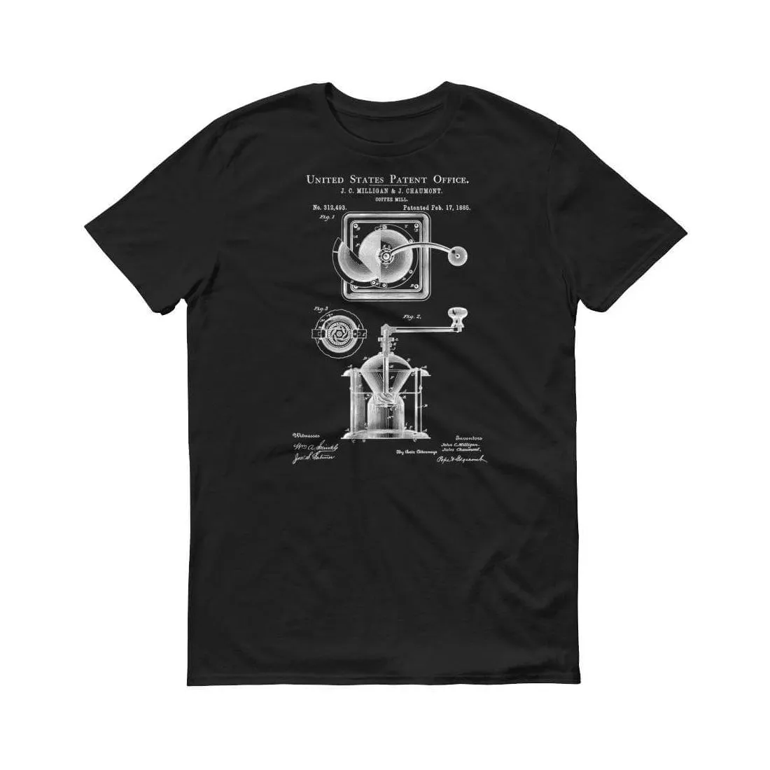 1885 Coffee Grinder Patent T-Shirt - Coffee Lover Gift, Old Patent T-shirt, Coffee Grinder T-Shirt, Coffee T-shirt, Coffee Art, Patent Shirt
