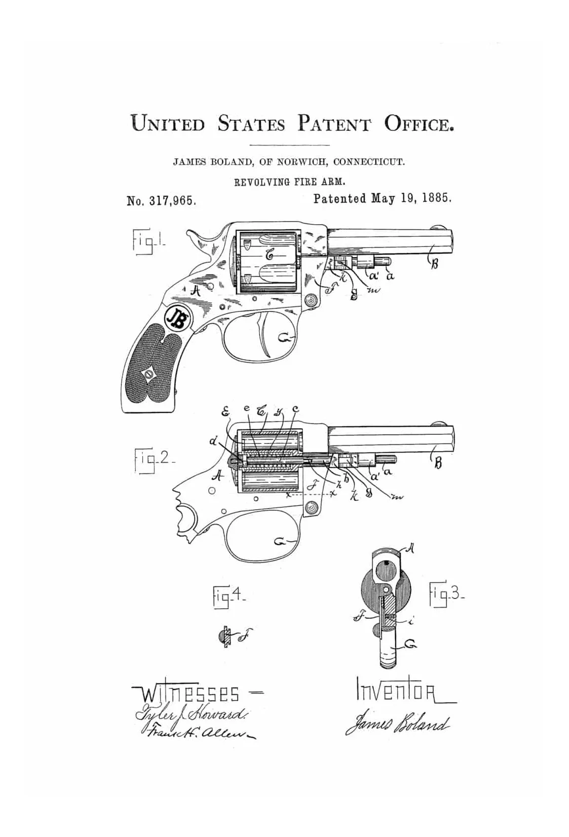 1885 Revolver Patent - Patent Print, Gun Art, Firearm Art, Western Art, Gun Patent, Firearm Patent, Law Enforcement Gift