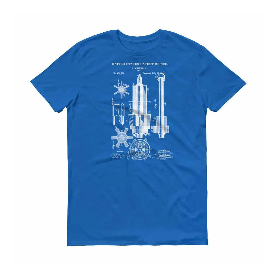 1891 Mining Drill Patent T-Shirt - Patent Shirt, Vintage Equipment, Old patent T-Shirt, Mining Drill T-Shirt, Mining Patent Shirt