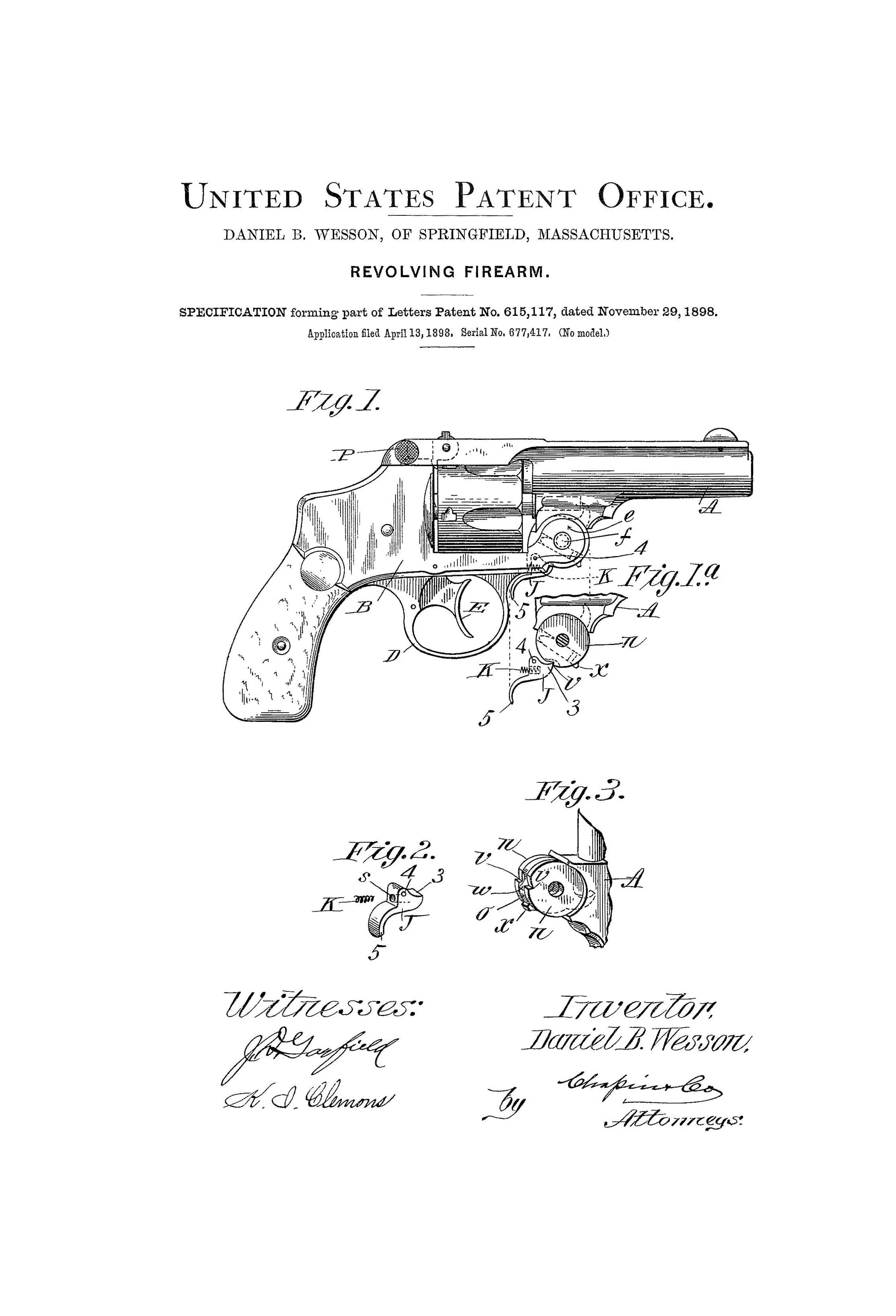 1898 Smith and Wesson Revolver Patent - Patent Print, Gun Art, Firearm Art, Revolver, Gun Enthusiast, Antique Gun, Gun Lover, Gun Patent