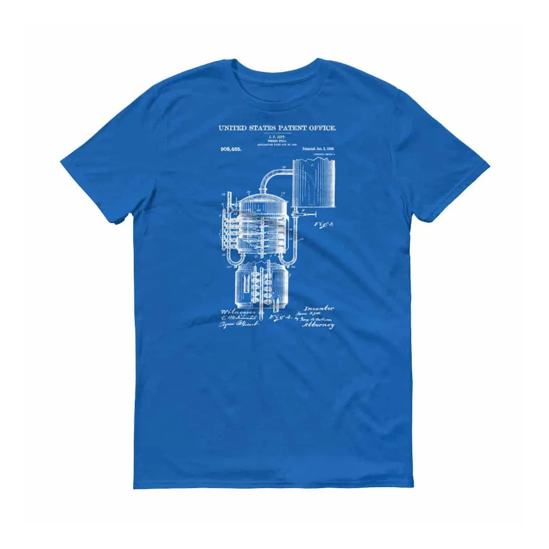 1909 Whisky Still Patent T-Shirt -  Whisky T-Shirt, Old Still T-Shirt, Patent Shirt, Old Patent T-Shirt, Whiskey Making, Moonshine T-Shirt