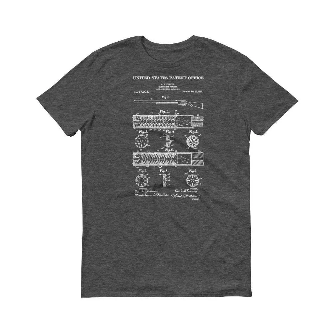 1912 Silencer for Firearms Patent T-Shirt - Old Patent T-shirt, Firearm t-shirt, Silencer Patent, Weapon Patent, Gun Patent, Gun Silencer