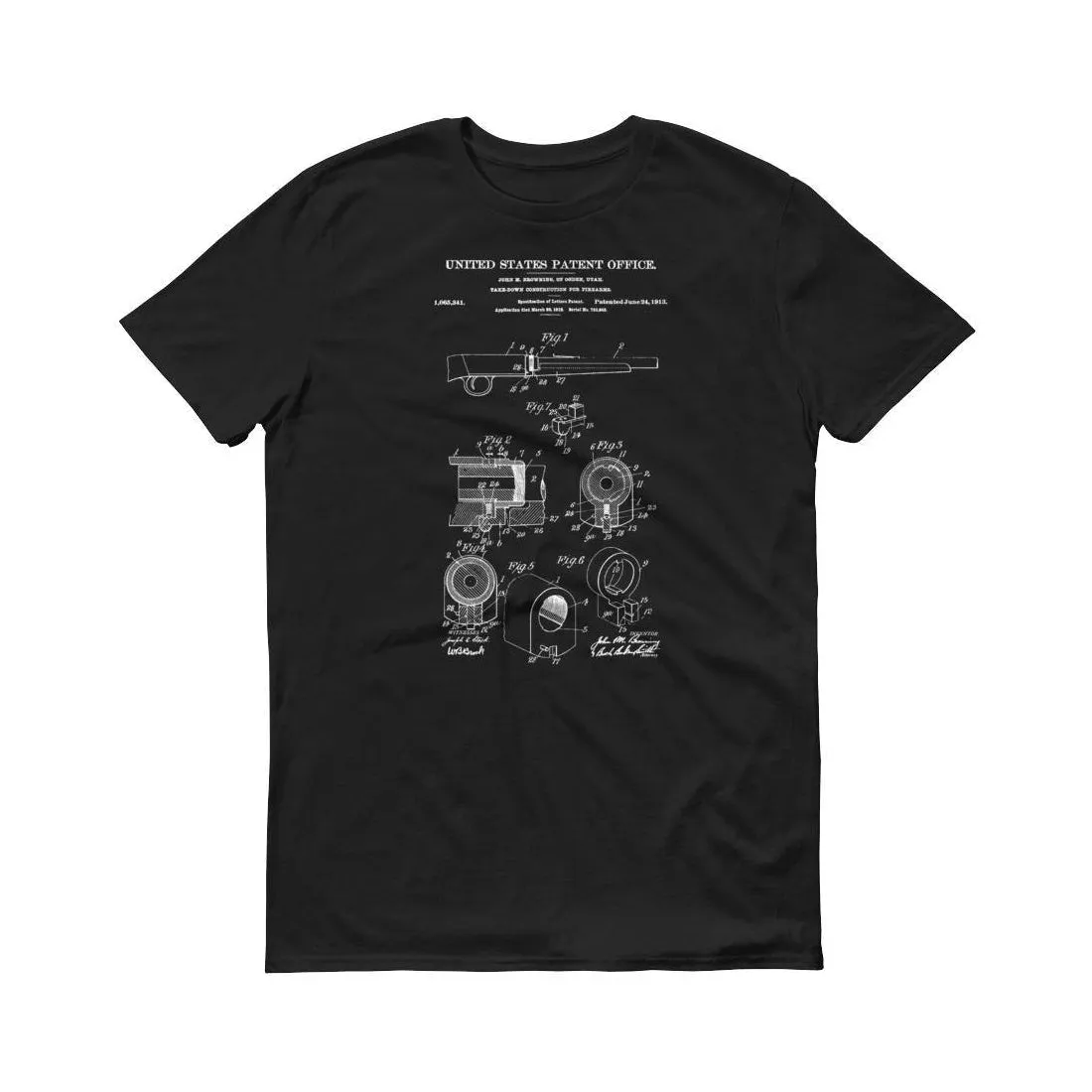 1913 Browning Firearm Patent T-Shirt - Old Patent T-shirt, Firearm t-Shirt, Shotgun Patent, Firearm Shirt, Vintage Firearm,  Browning Patent