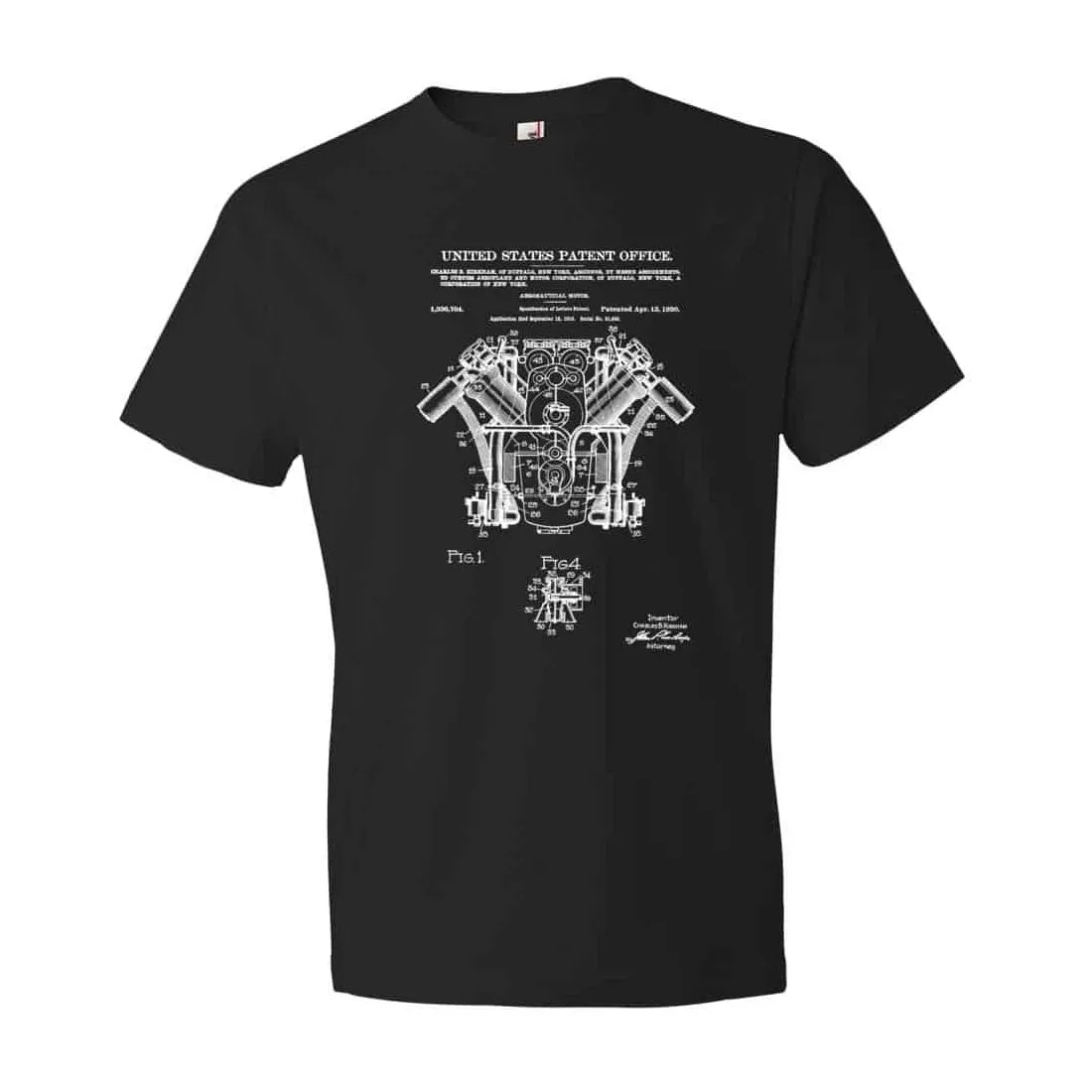 1920 Airplane Engine Patent T-Shirt - Patent T-Shirt, Old Patent t-shirt, Aviation t-shirt, Airplane t-shirt, Pilot Gift, Airplane Shirt