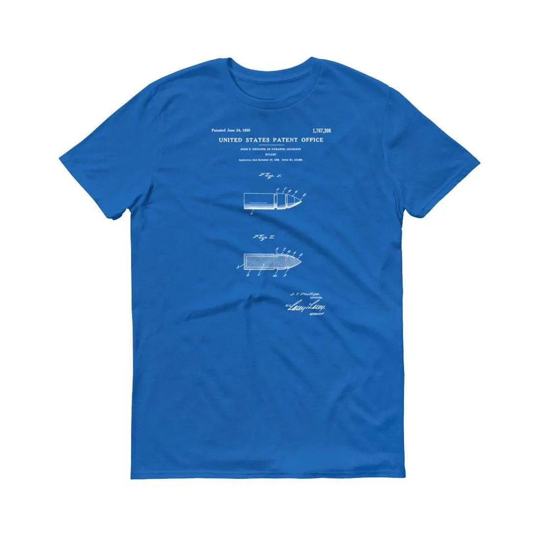 1930 Bullet Patent T-Shirt - Bullet T-Shirt, Old Patent T-shirt, Firearm T-shirt, Weapon Patent, Gun Patent, Ammunition T-Shirt