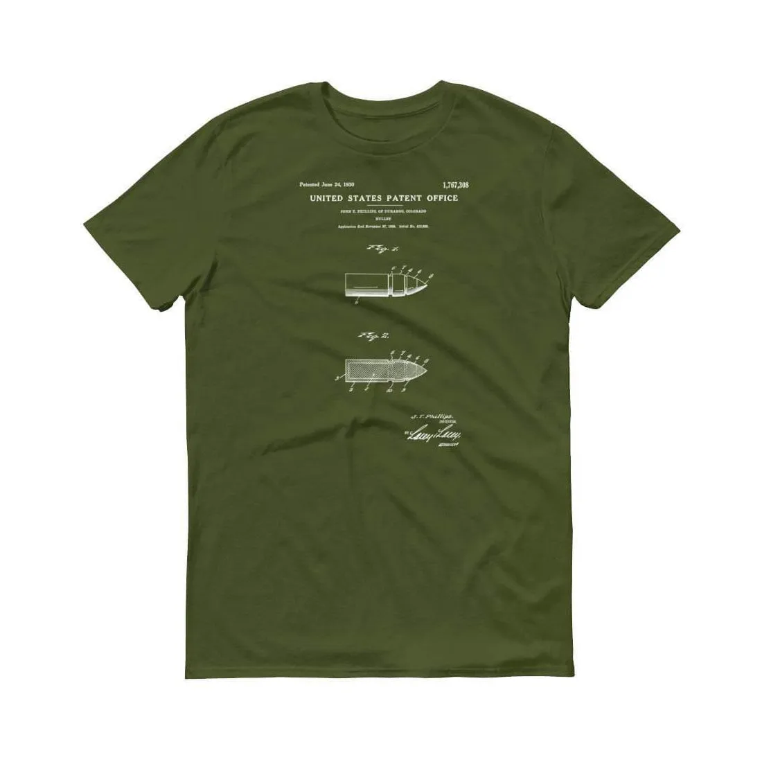 1930 Bullet Patent T-Shirt - Bullet T-Shirt, Old Patent T-shirt, Firearm T-shirt, Weapon Patent, Gun Patent, Ammunition T-Shirt