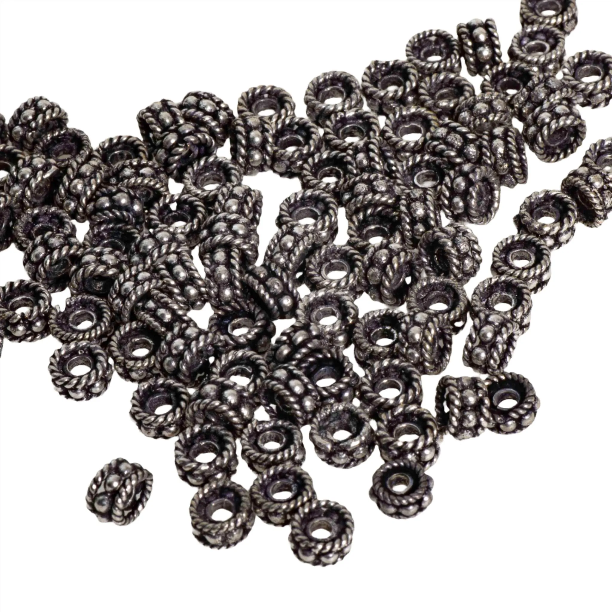 5mm x 3mm Rondelle Rope Studded Bead - Made of Copper - Sold Individually - CS1222