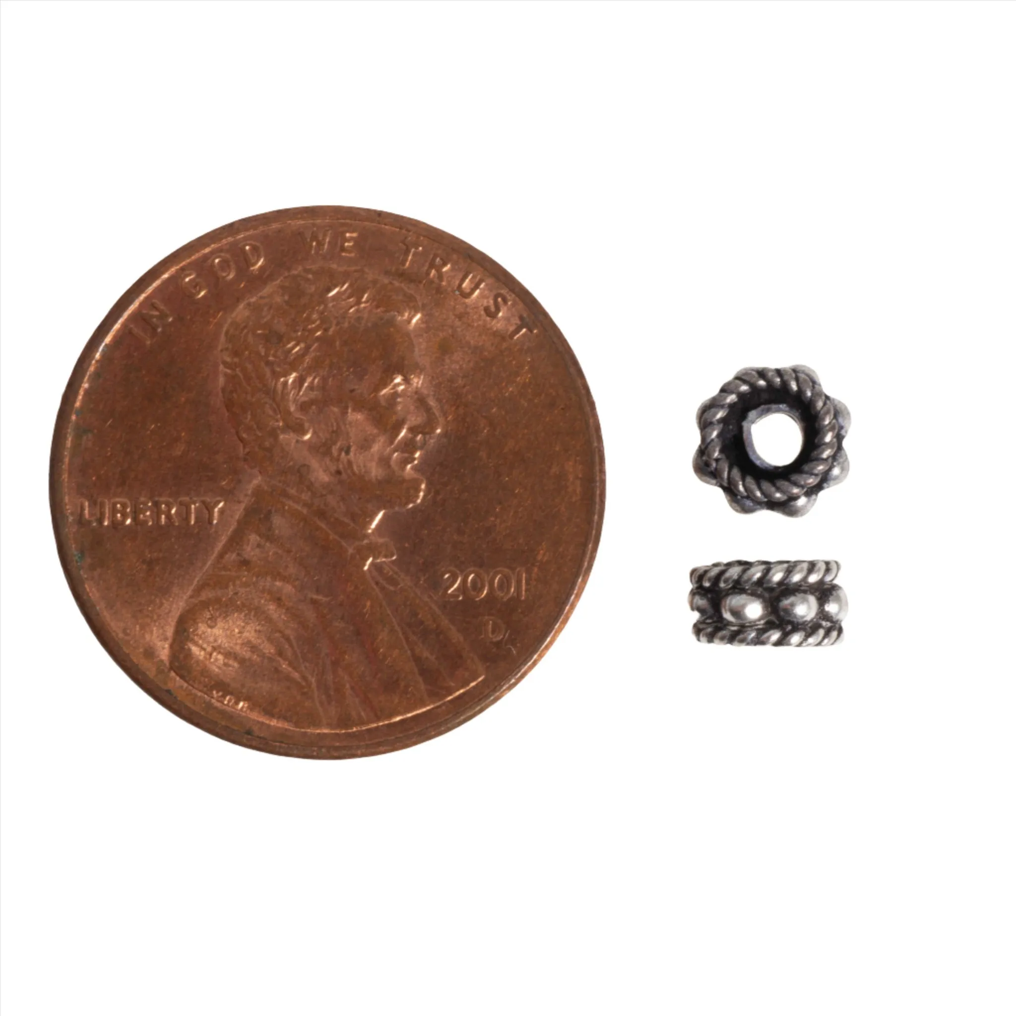 5mm x 3mm Rondelle Rope Studded Bead - Made of Copper - Sold Individually - CS1222