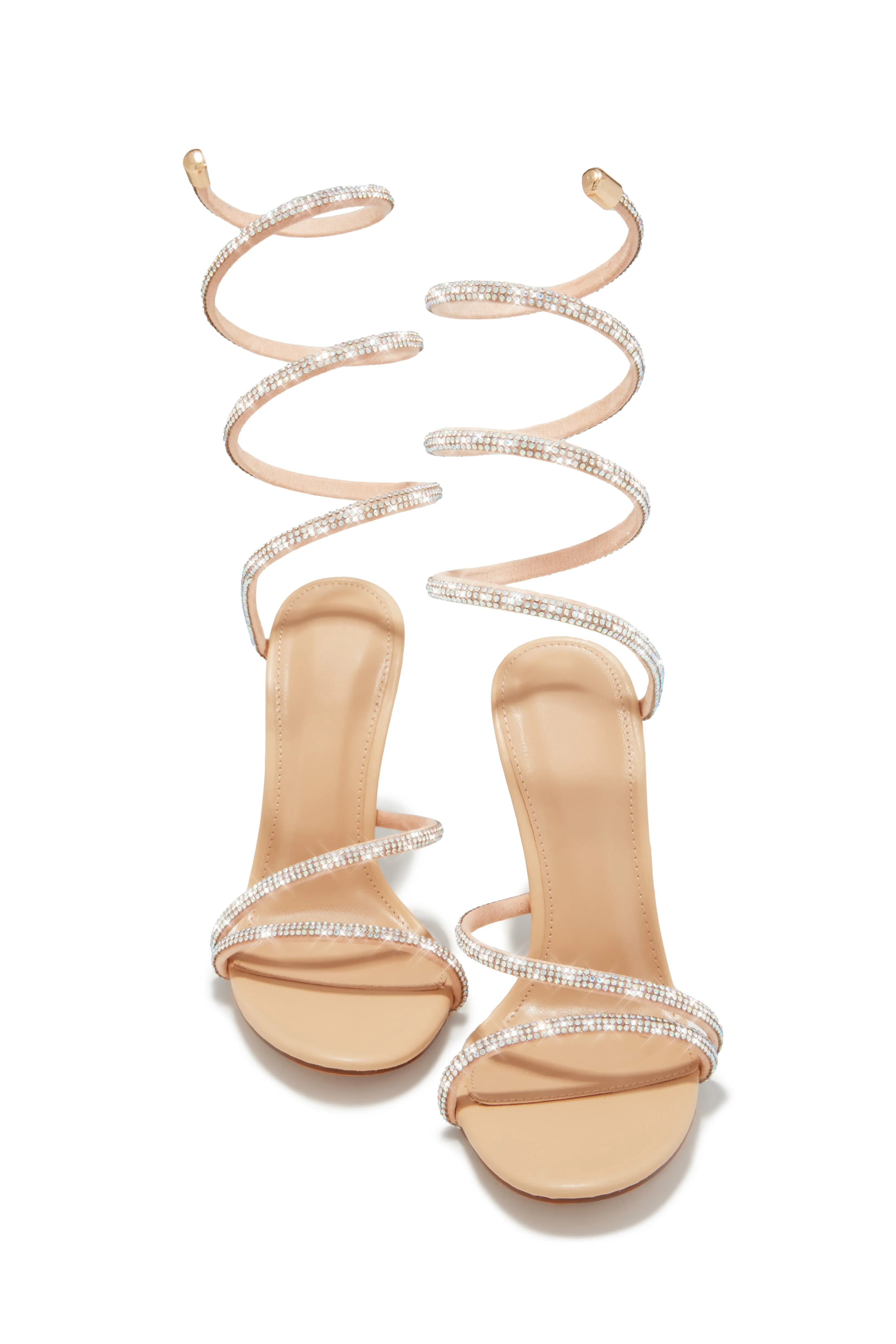 Andria Embellished Around The Ankle Coil Heels - Nude