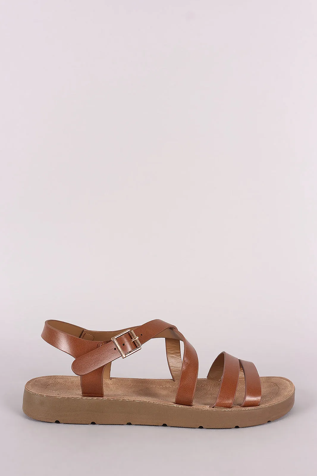 Bamboo Double Band Crisscross Flat Sandal