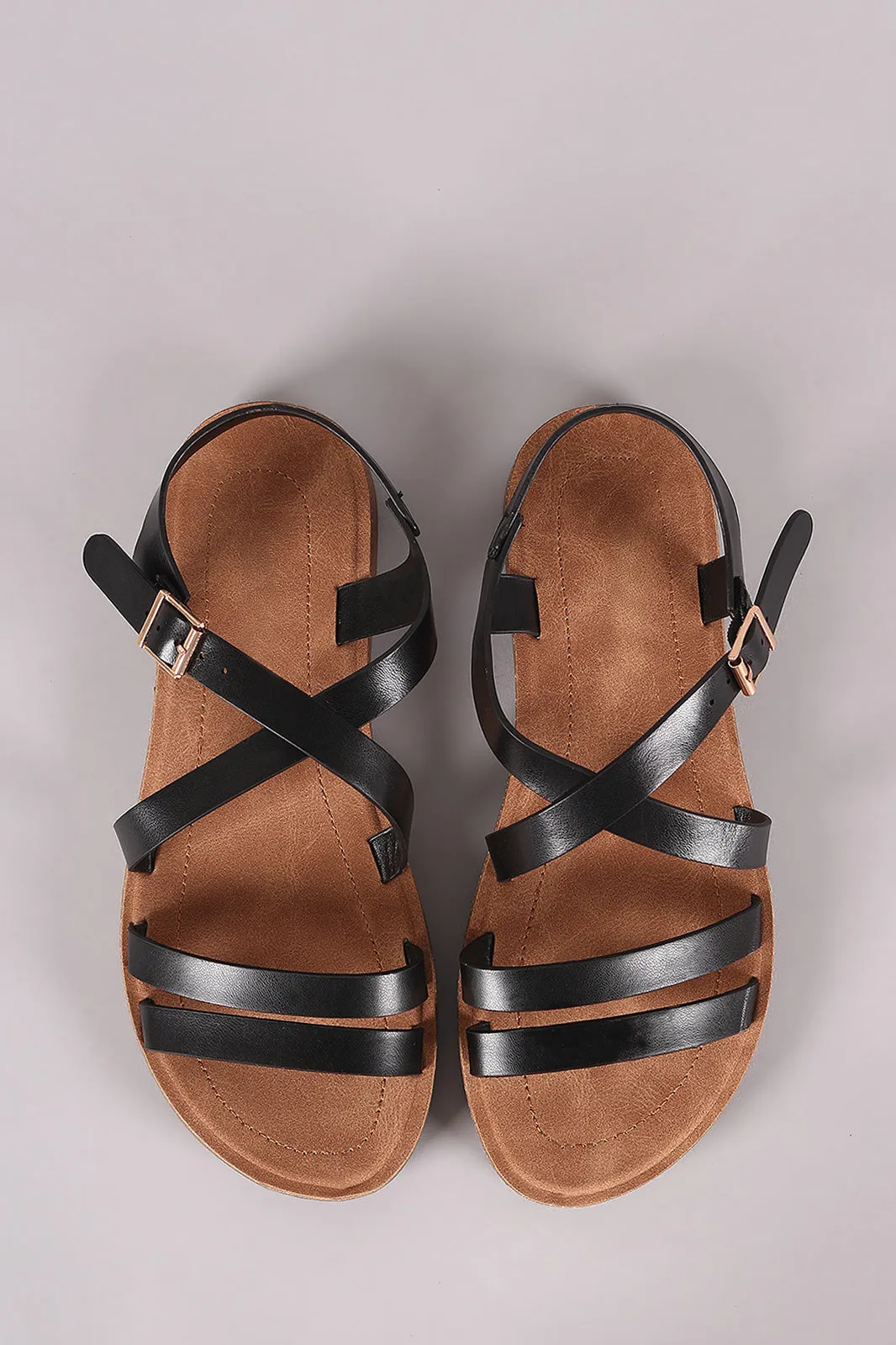 Bamboo Double Band Crisscross Flat Sandal