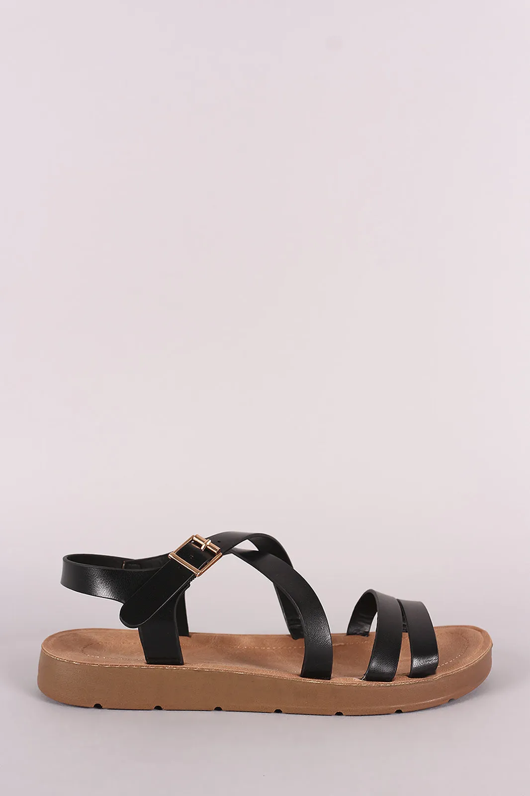 Bamboo Double Band Crisscross Flat Sandal