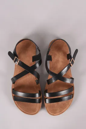 Bamboo Double Band Crisscross Flat Sandal