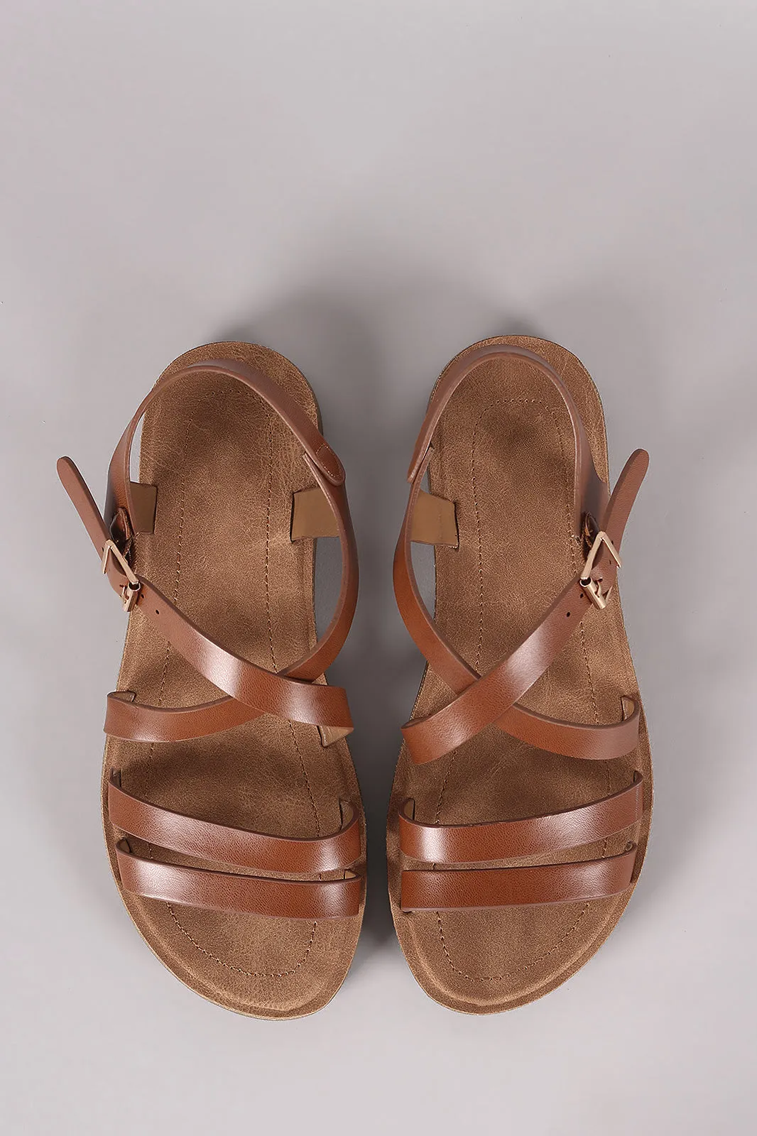Bamboo Double Band Crisscross Flat Sandal