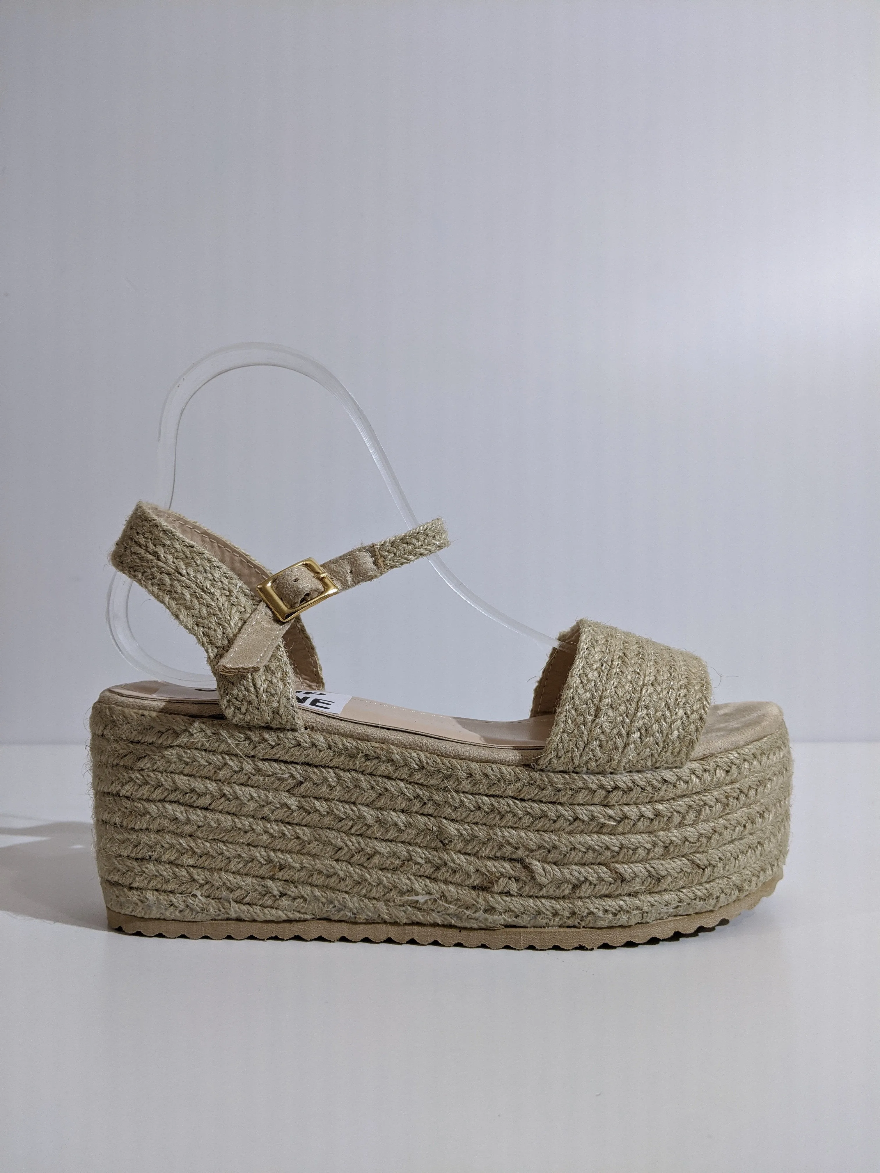 Beige Platform Braided Espadrille Sandals