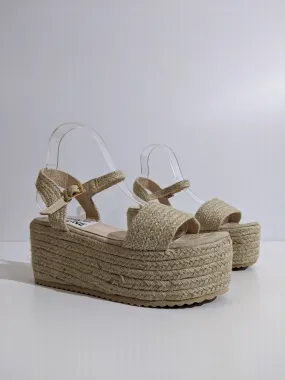 Beige Platform Braided Espadrille Sandals