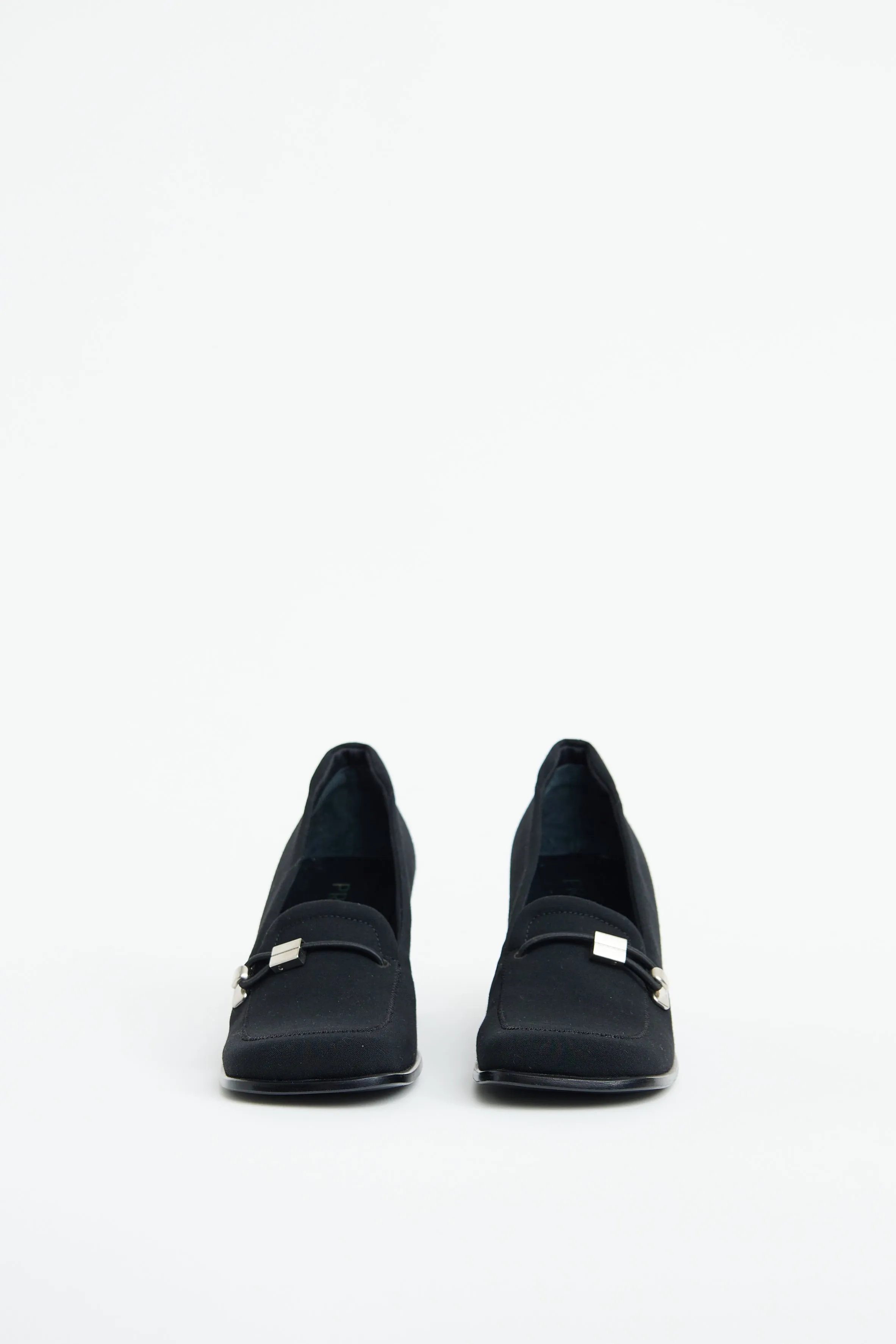 Black Neoprene Heeled Loafer