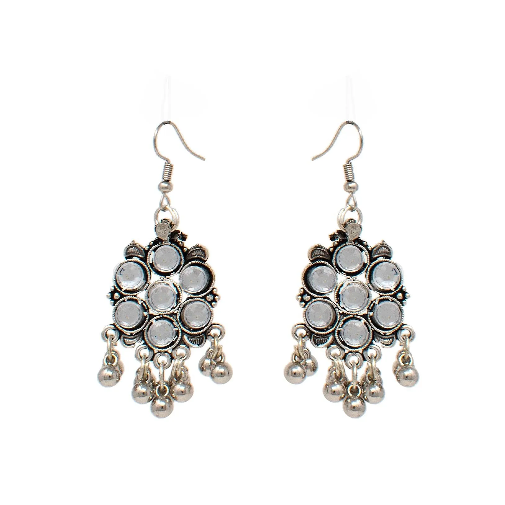 Blue Oxidized Kundan Silver Necklace Set