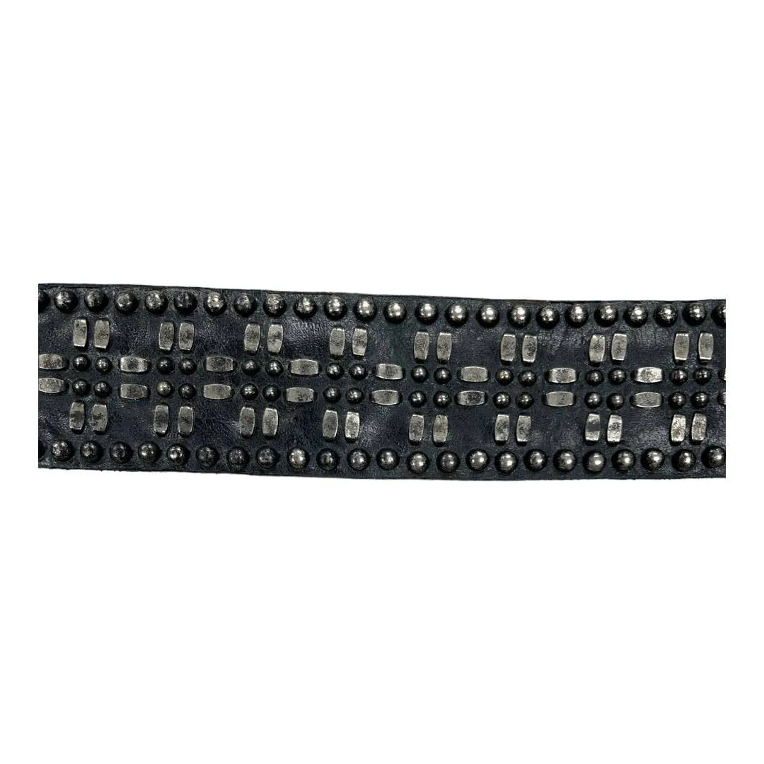 Caleen Cordero Studded Leather Rustic Belt Black Hand Crafted
