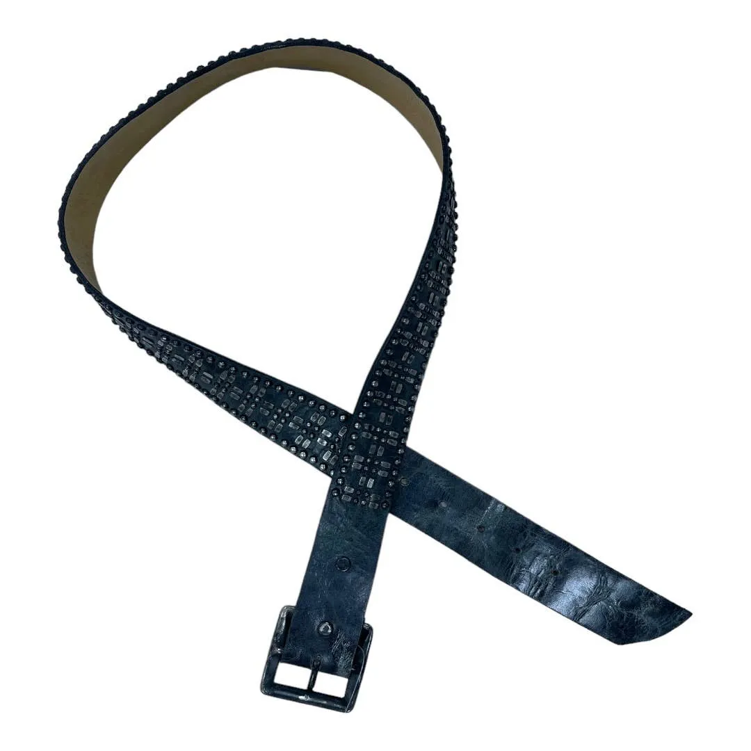 Caleen Cordero Studded Leather Rustic Belt Black Hand Crafted
