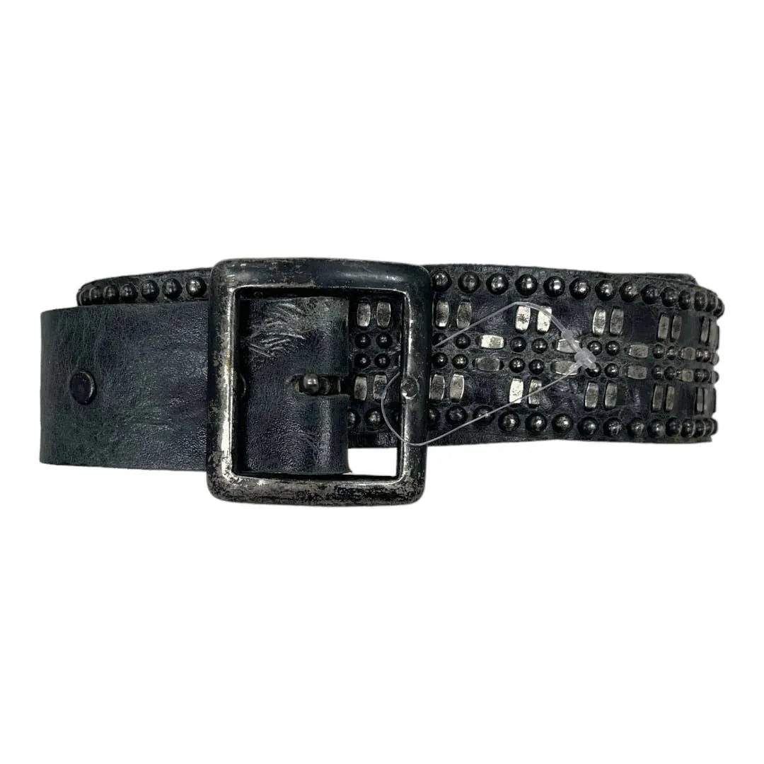 Caleen Cordero Studded Leather Rustic Belt Black Hand Crafted