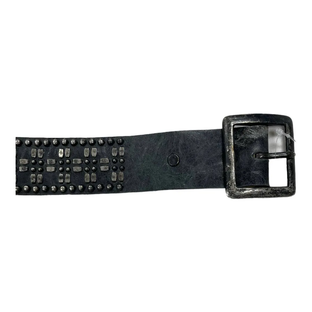 Caleen Cordero Studded Leather Rustic Belt Black Hand Crafted