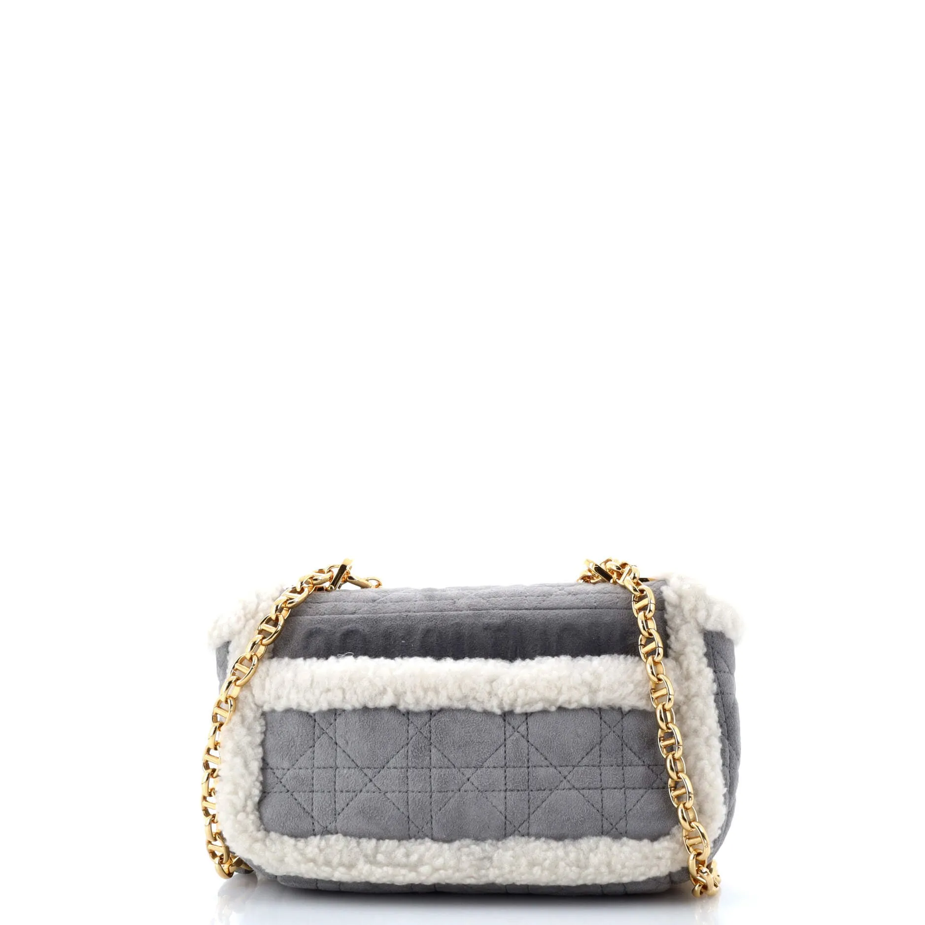 Caro Bag Cannage Quilt Suede with Shearling Small