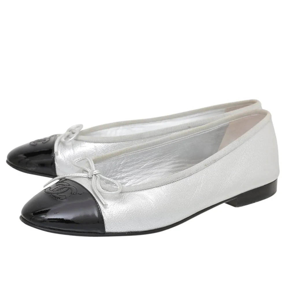 Chanel Bicolor CC Cap Toe Flat Ballerina 38