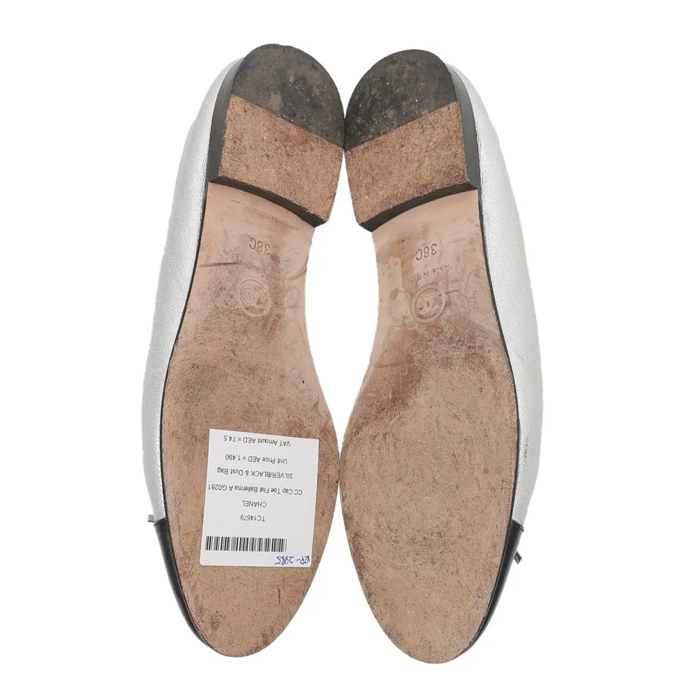 Chanel Bicolor CC Cap Toe Flat Ballerina 38