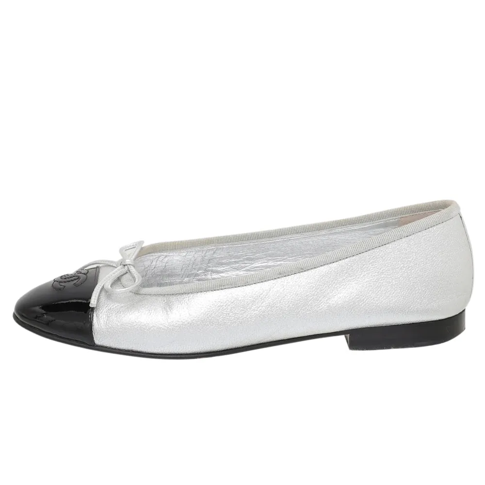 Chanel Bicolor CC Cap Toe Flat Ballerina 38