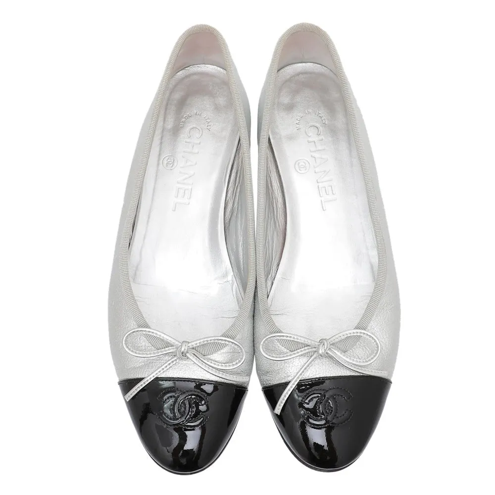 Chanel Bicolor CC Cap Toe Flat Ballerina 38