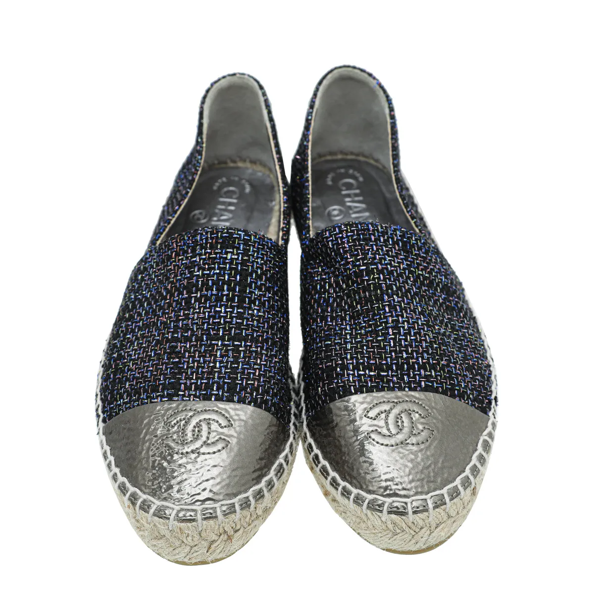 Chanel Bronze Multicolor CC Tweed Espadrille 39