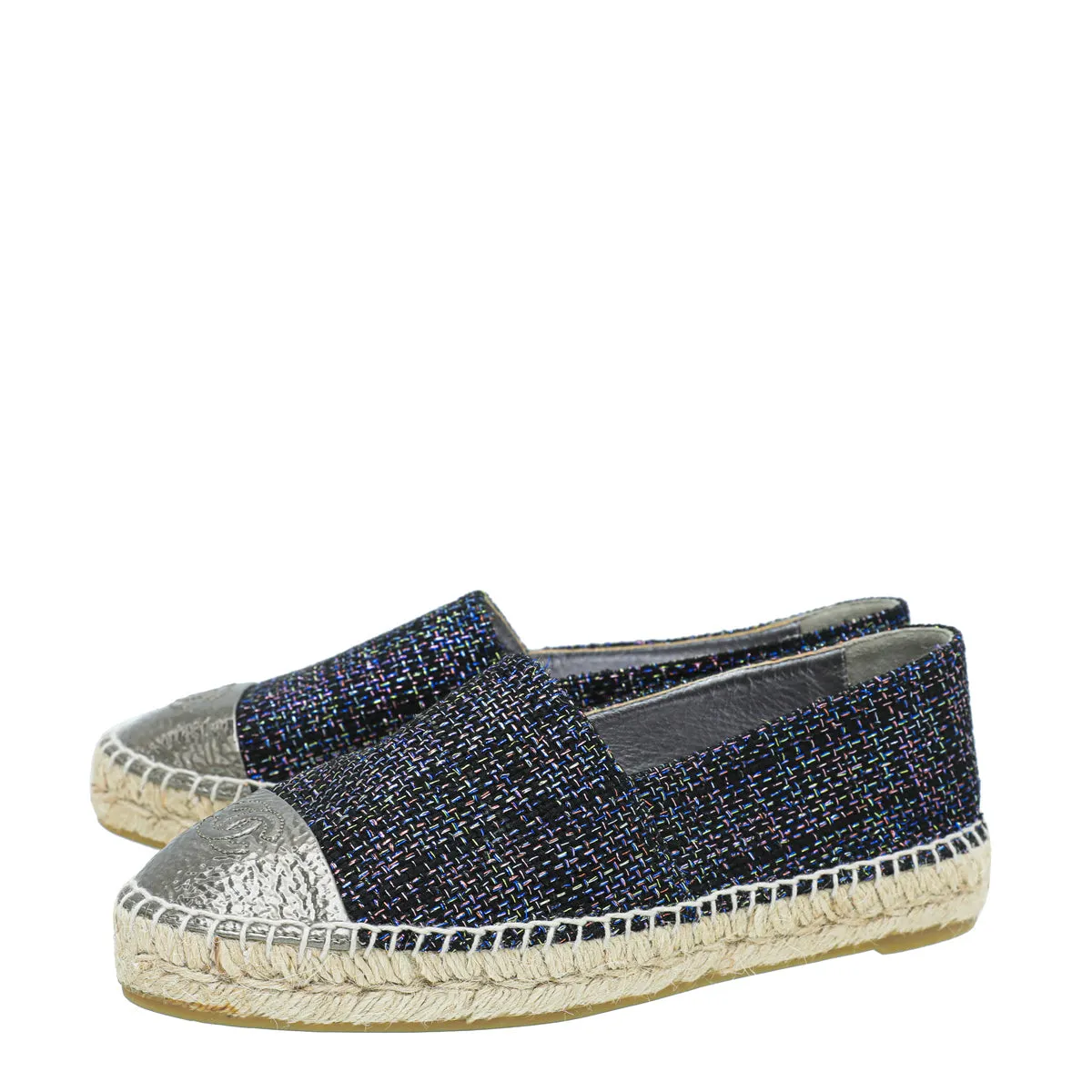 Chanel Bronze Multicolor CC Tweed Espadrille 39