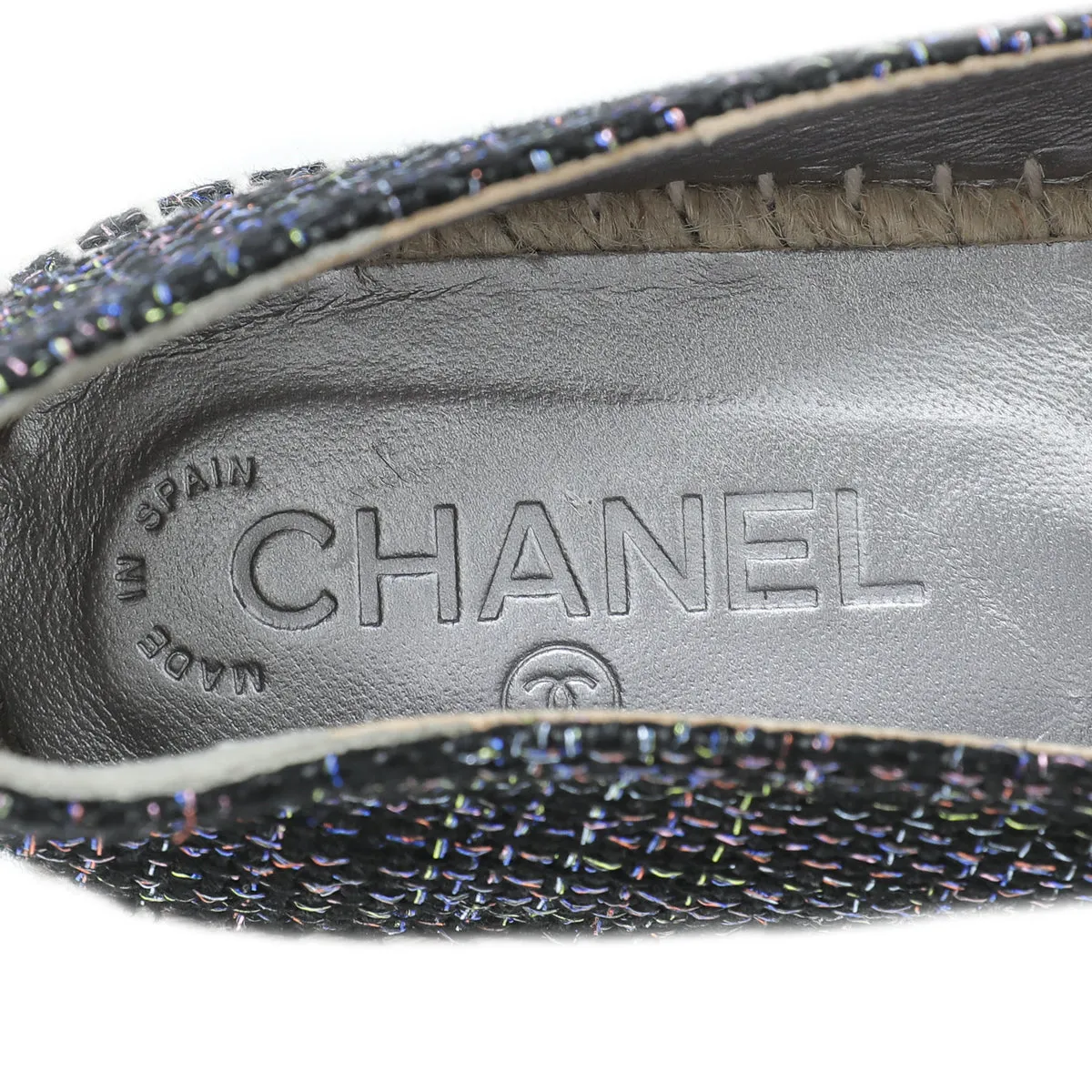 Chanel Bronze Multicolor CC Tweed Espadrille 39