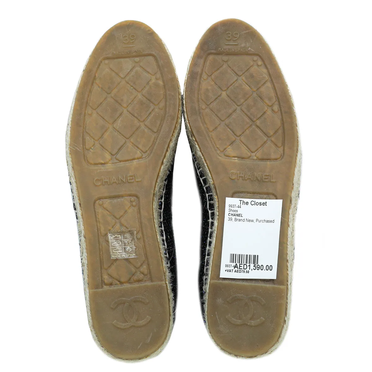 Chanel Bronze Multicolor CC Tweed Espadrille 39