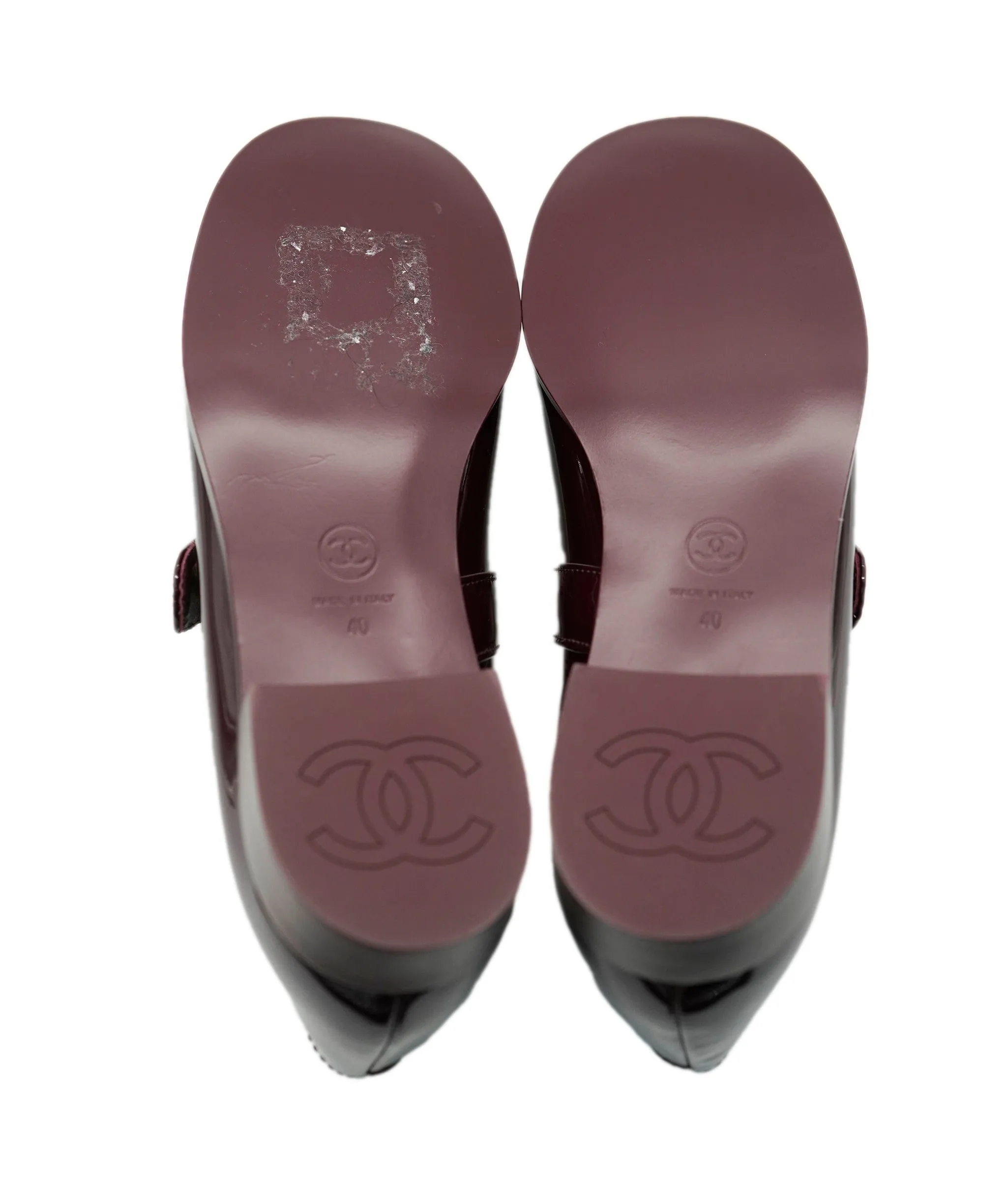 Chanel Mary Janes Patent Burgundy Leather Ballet Flats ALC1884