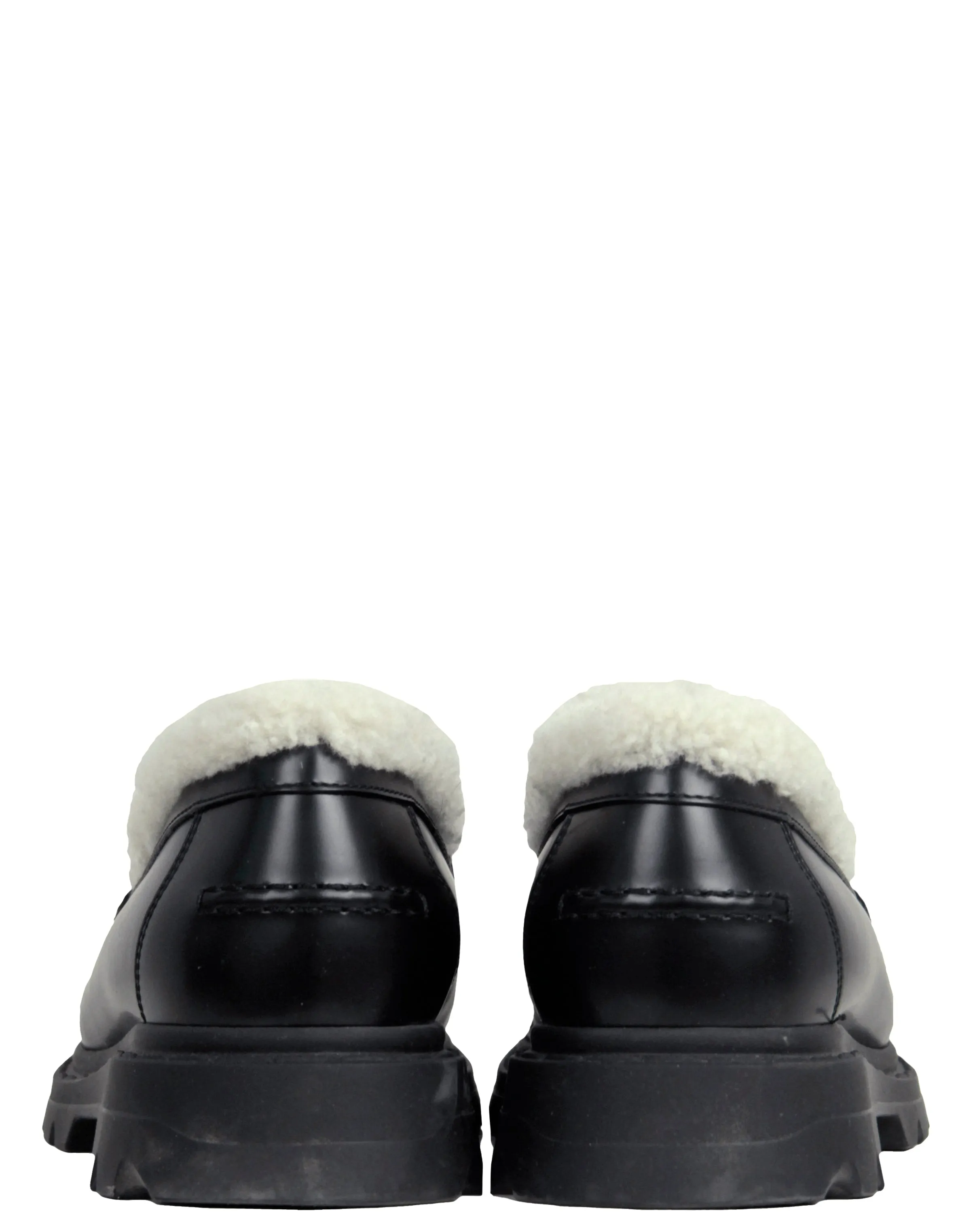 Christian Dior Black Brushed Calfskin & Shearling Dior Code Loafers sz 39.5