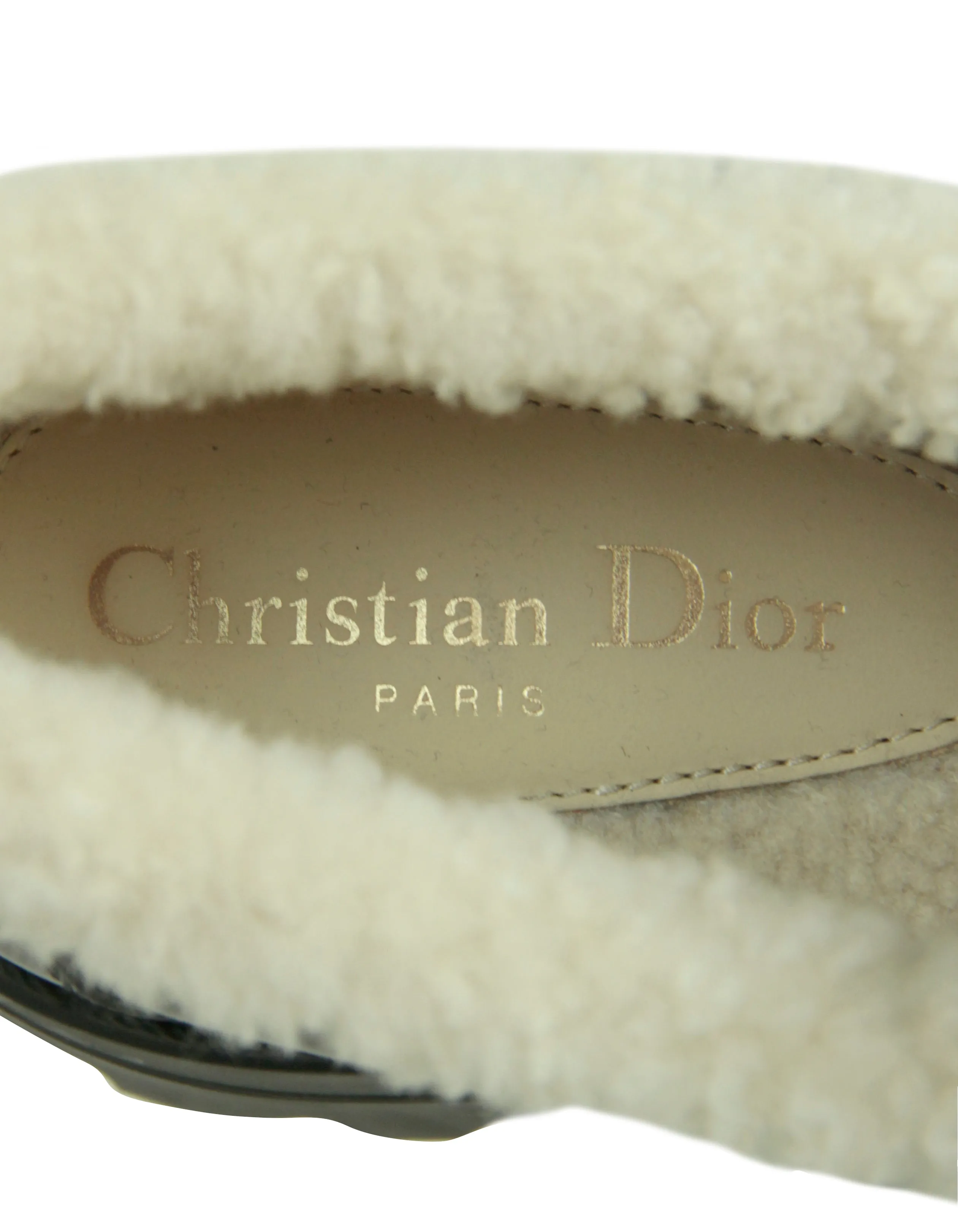 Christian Dior Black Brushed Calfskin & Shearling Dior Code Loafers sz 39.5