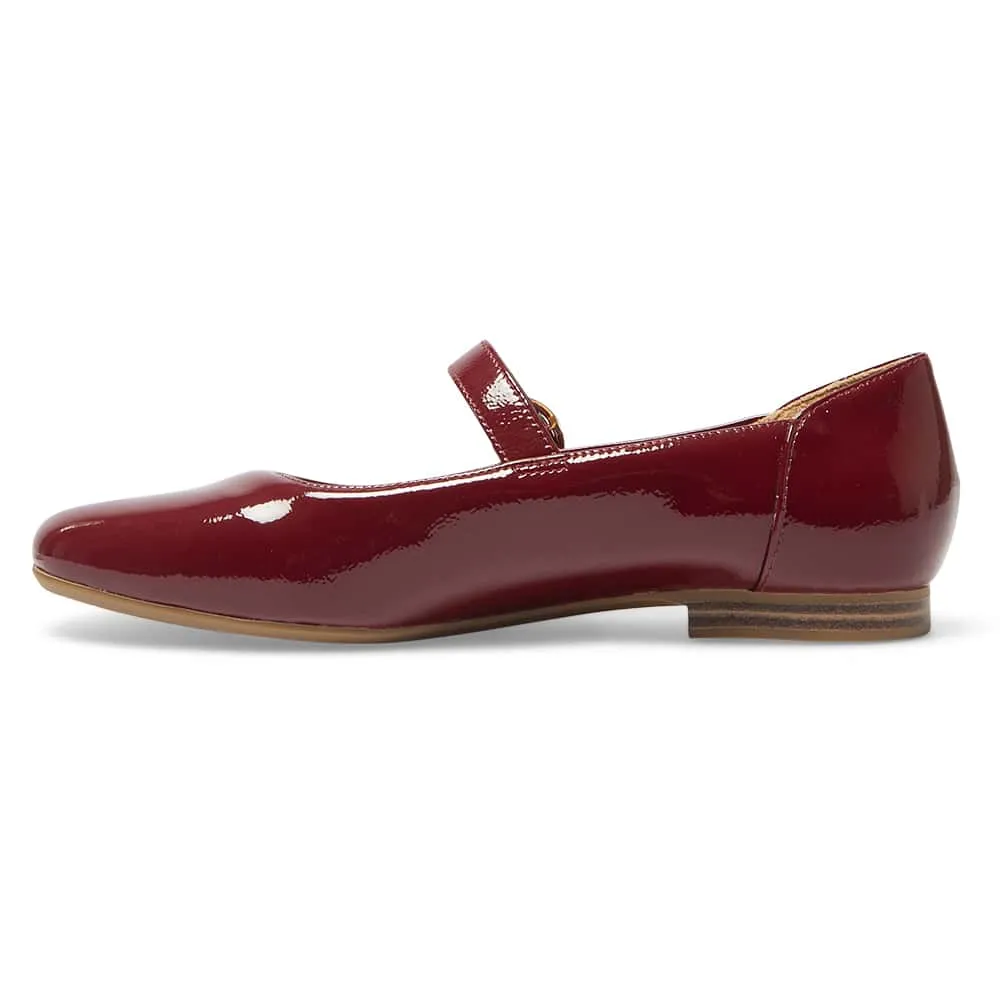 Colby Flat in Wine Crinkle Patent Patent
